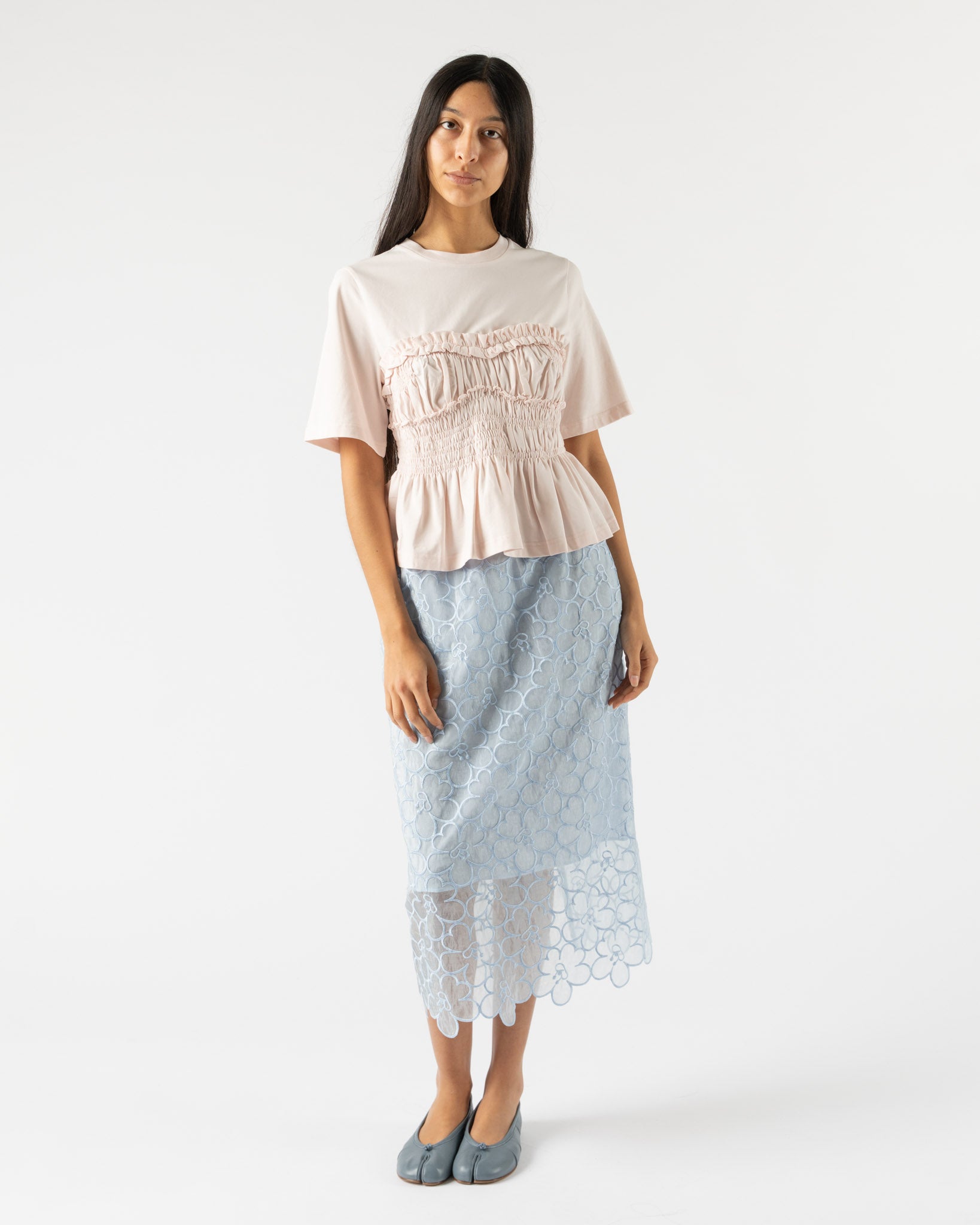 Cecilie Bahnsen Vilde T-Shirt in Light Pink Jersey