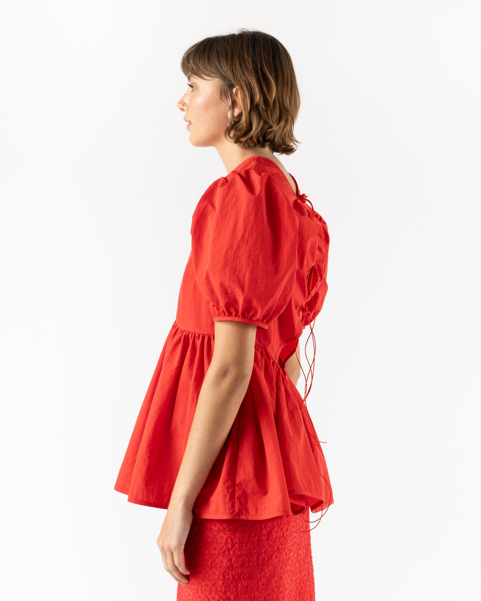 Cecilie Bahnsen Darla Top Red Recycled Taffeta