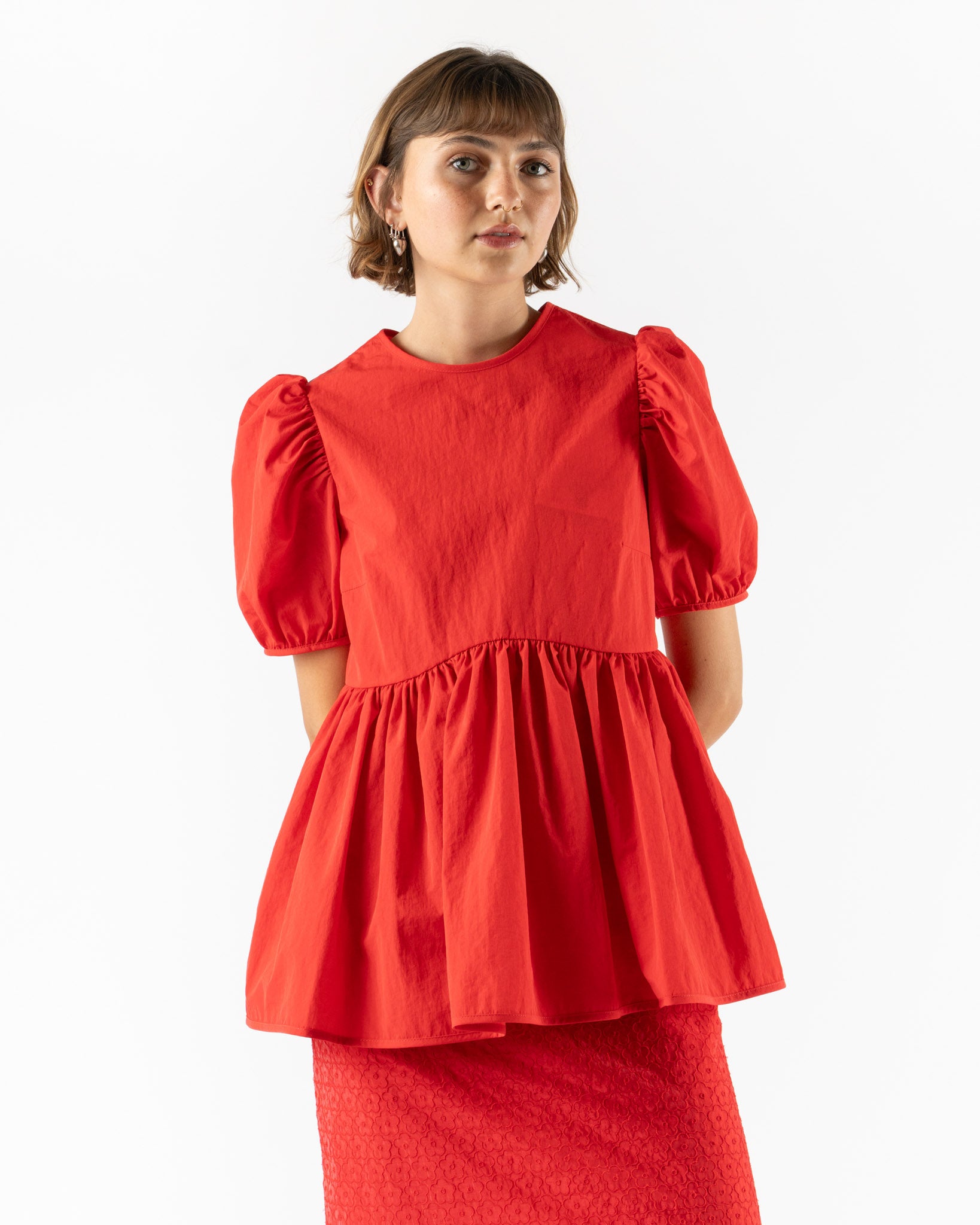 Cecilie Bahnsen Darla Top Red Recycled Taffeta