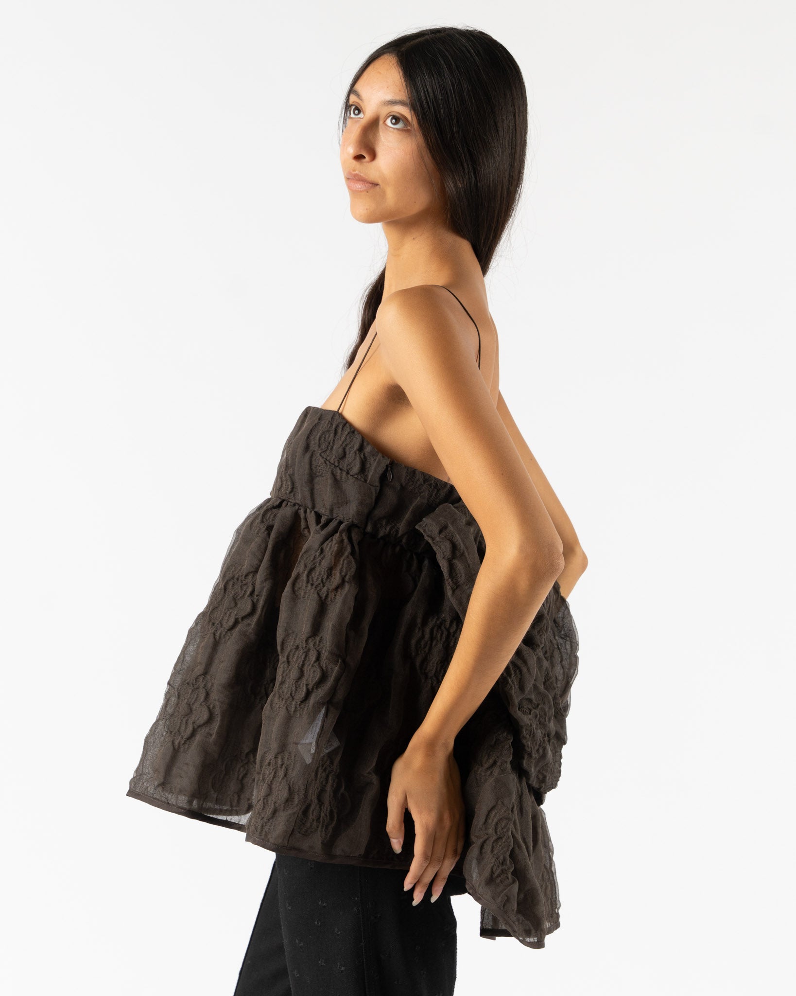 Cecilie Bahnsen Veronica Top in Soil Brown