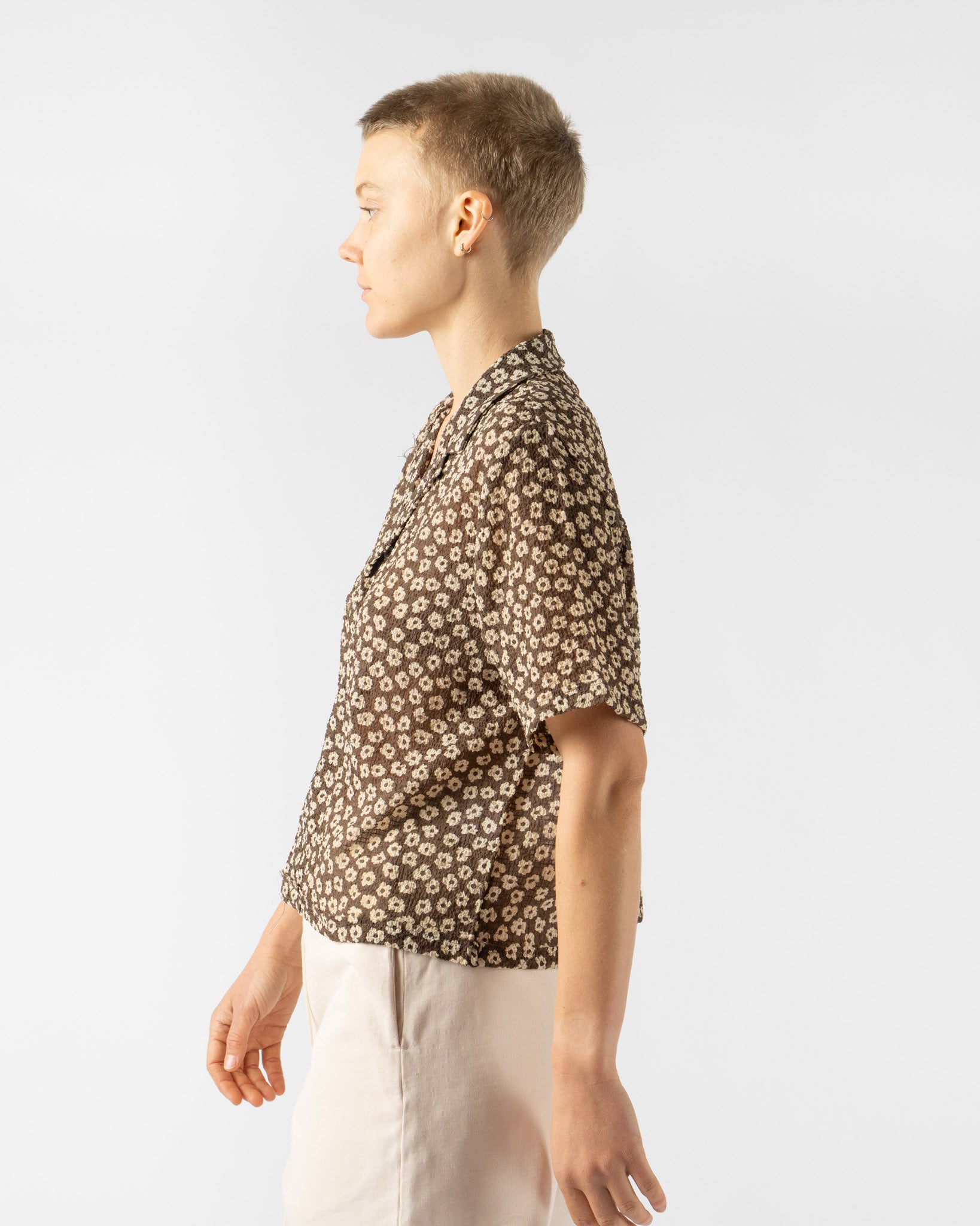 Camiel Fortgens Tailored School Shirt in Brown/White Flower