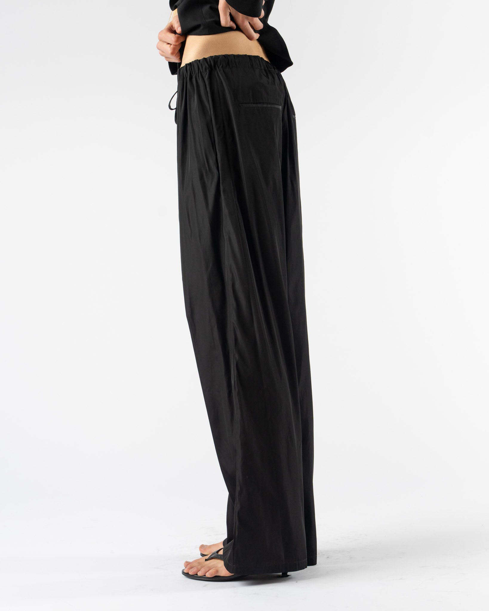 Colleen Allen Drawstring Slip Pant in Black
