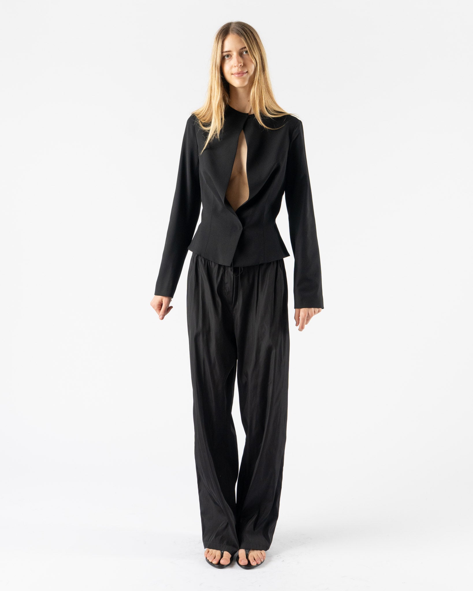 Colleen Allen Drawstring Slip Pant in Black