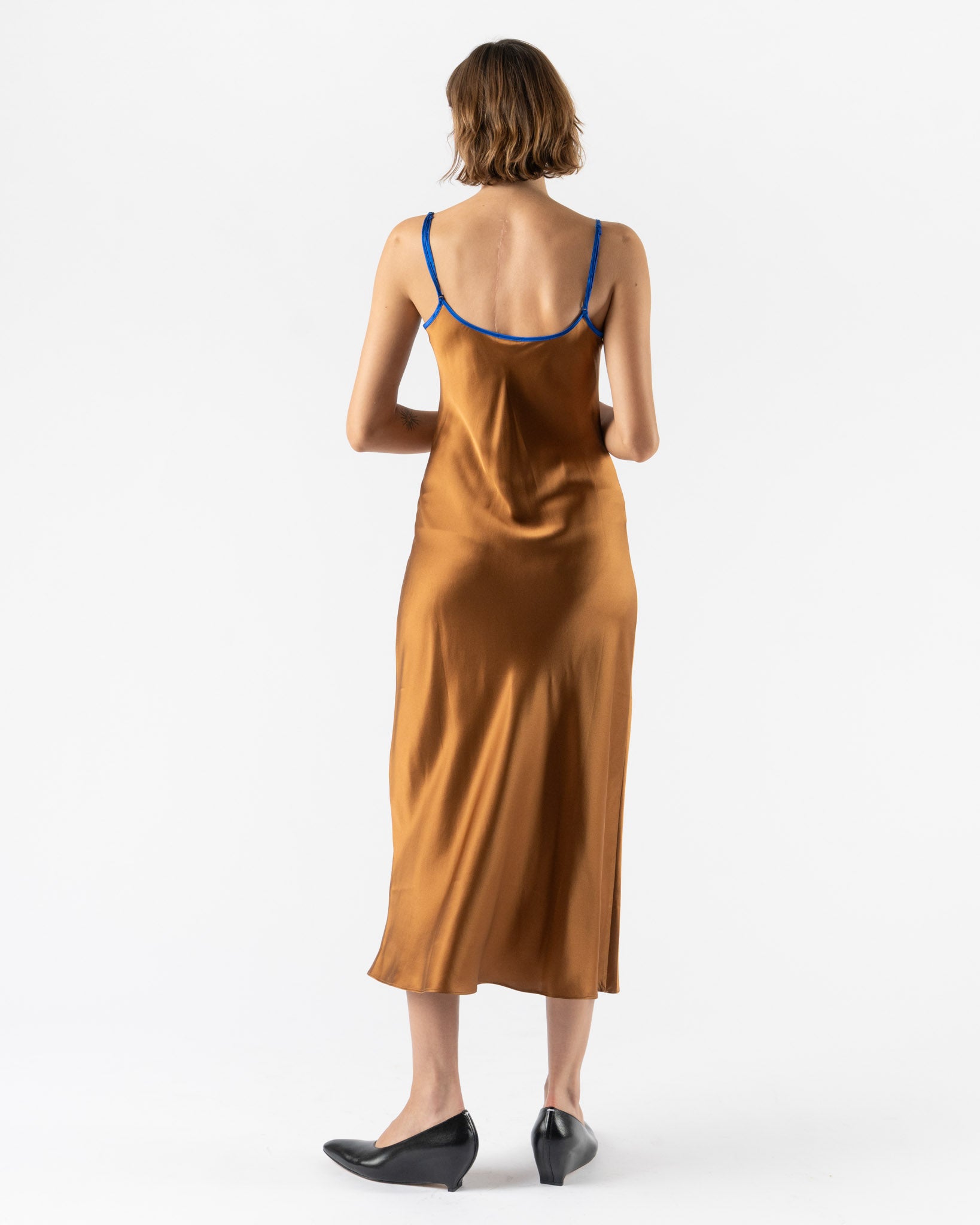 Comme Si Silk Bias Slip Dress in Bronze