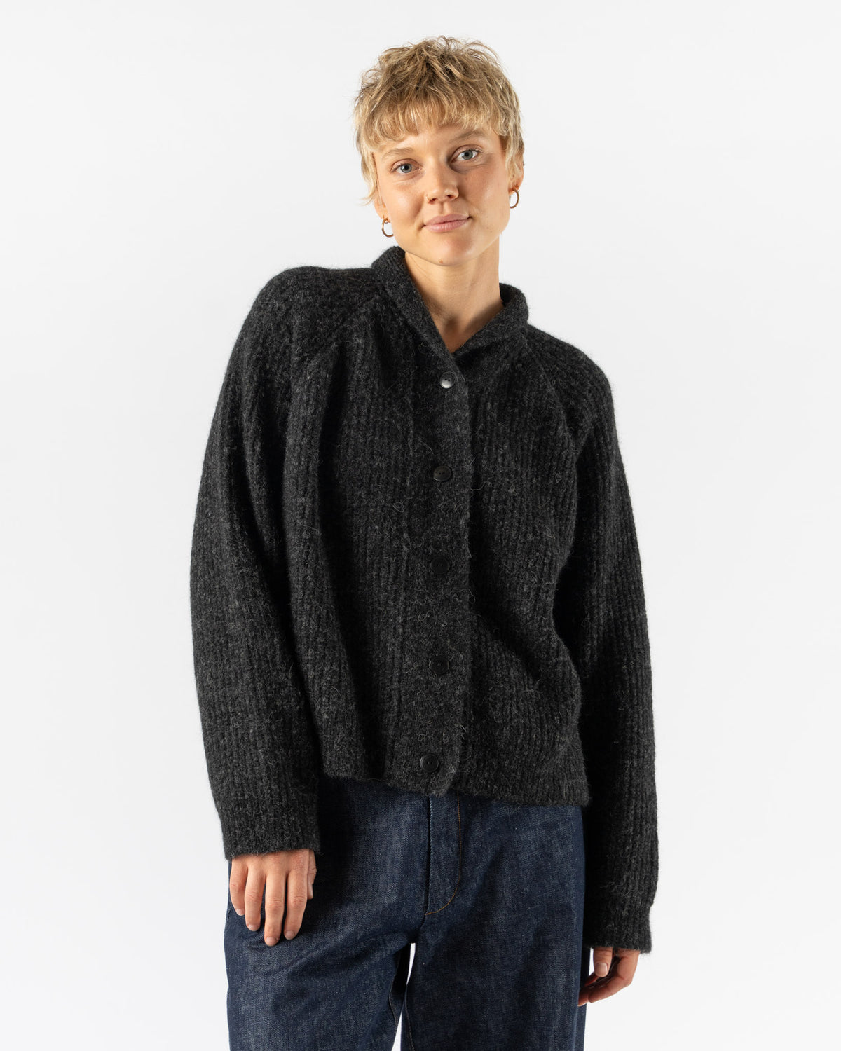 Cordera Baby Alpaca Cardigan in Anthracite Curated at Jake and Jones