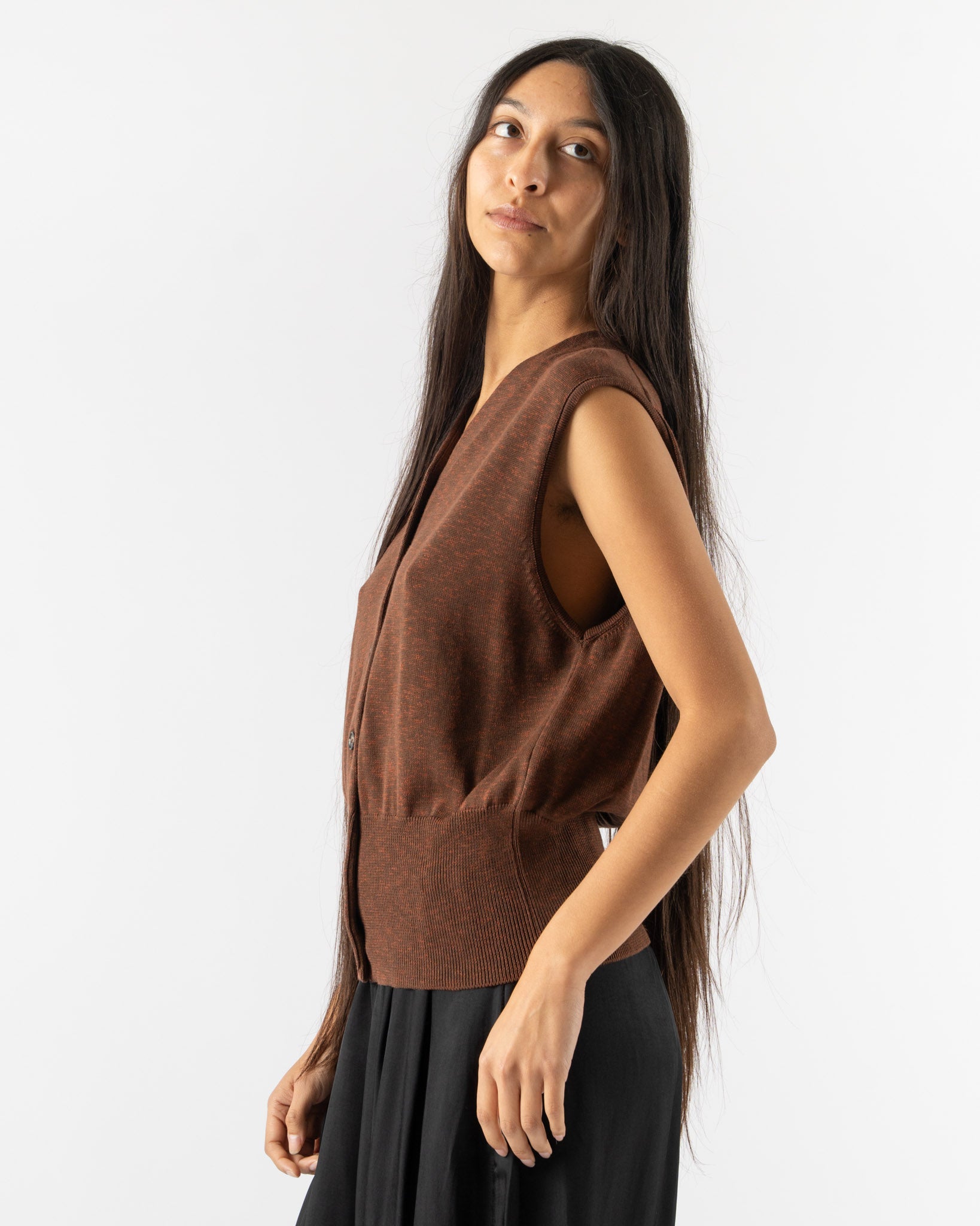 Cordera Flecked Cotton Waistcoat Russet