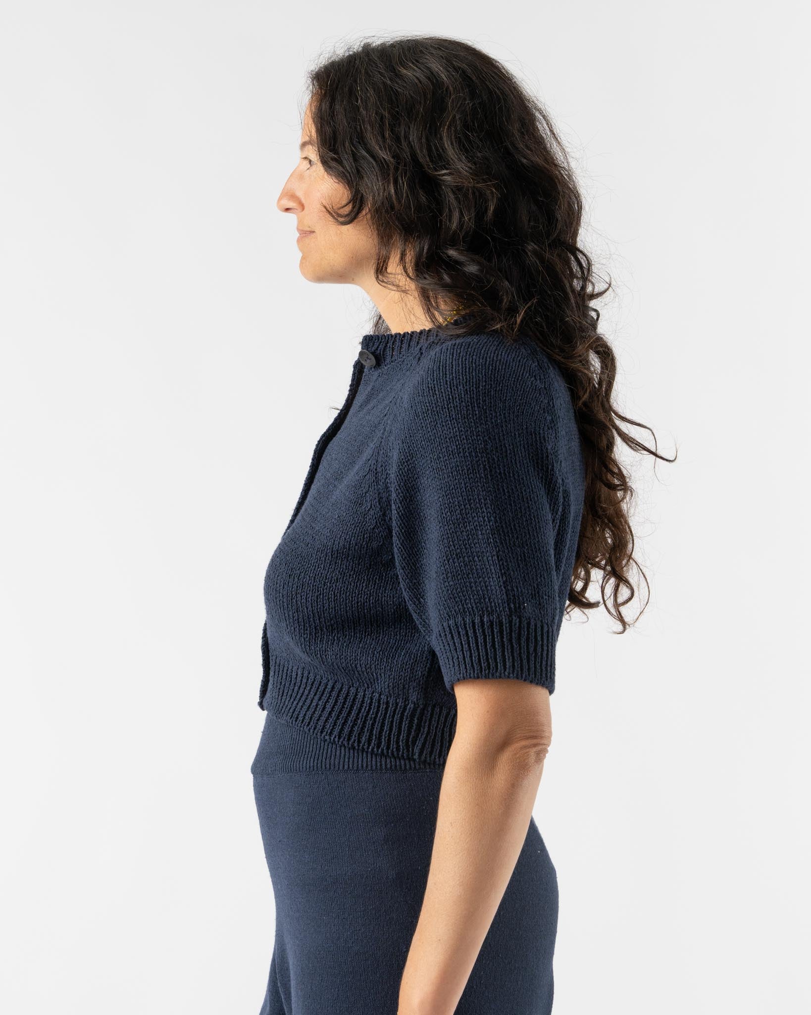 Cordera Cotton Buttoned Top in Navy