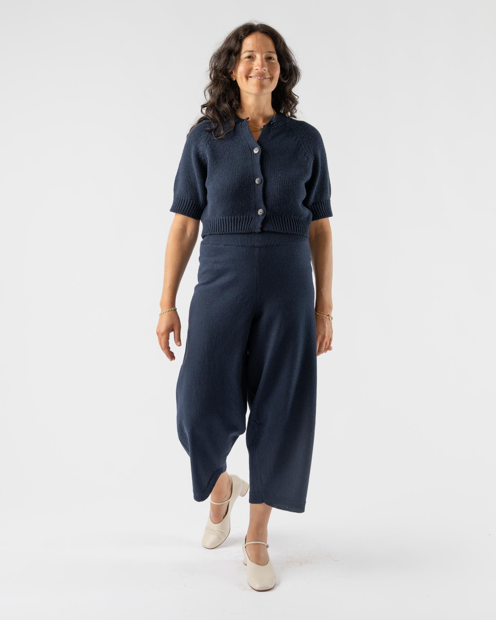 Cordera Cotton Buttoned Top in Navy