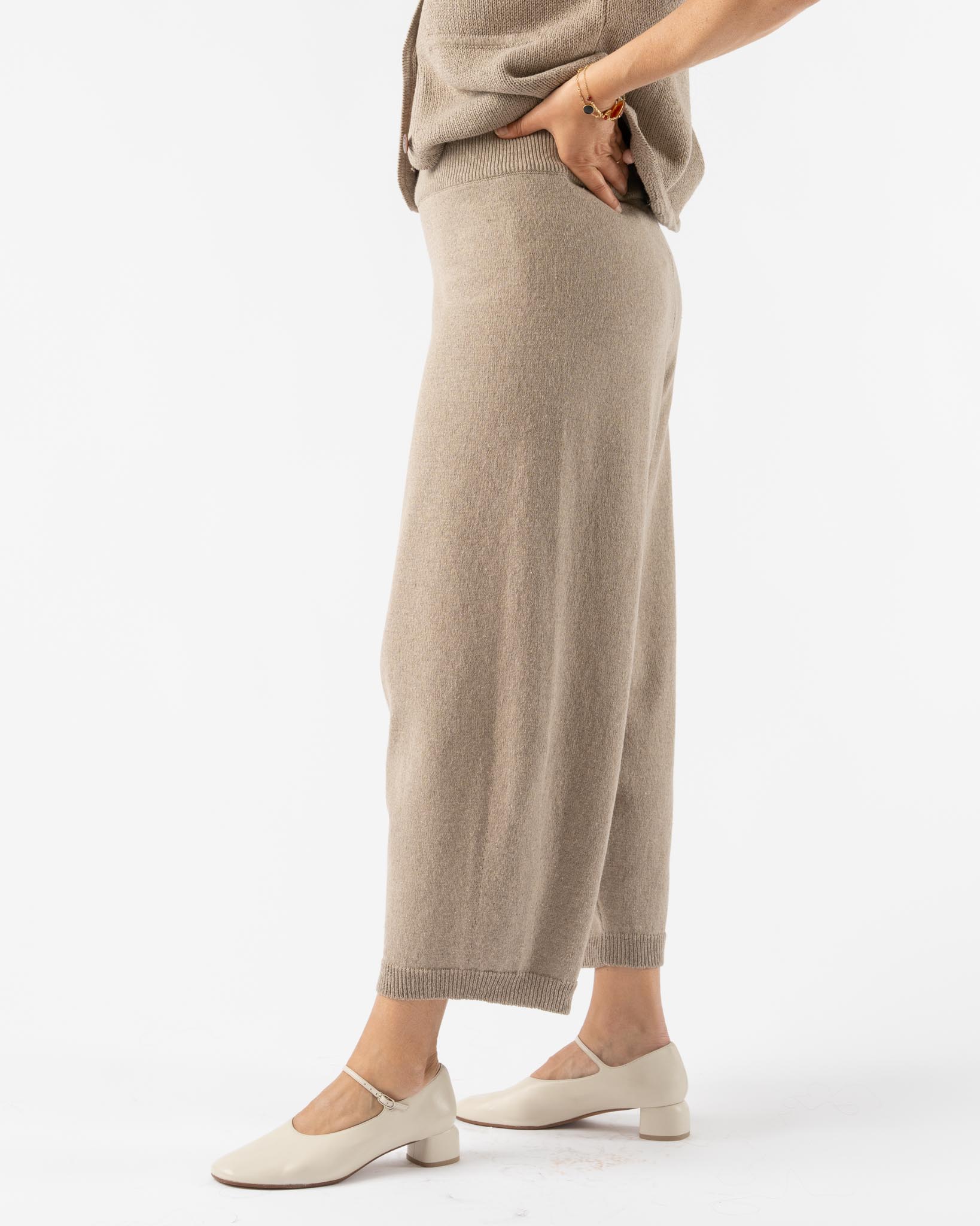 Cordera Cotton Knitted Pants in Taupe