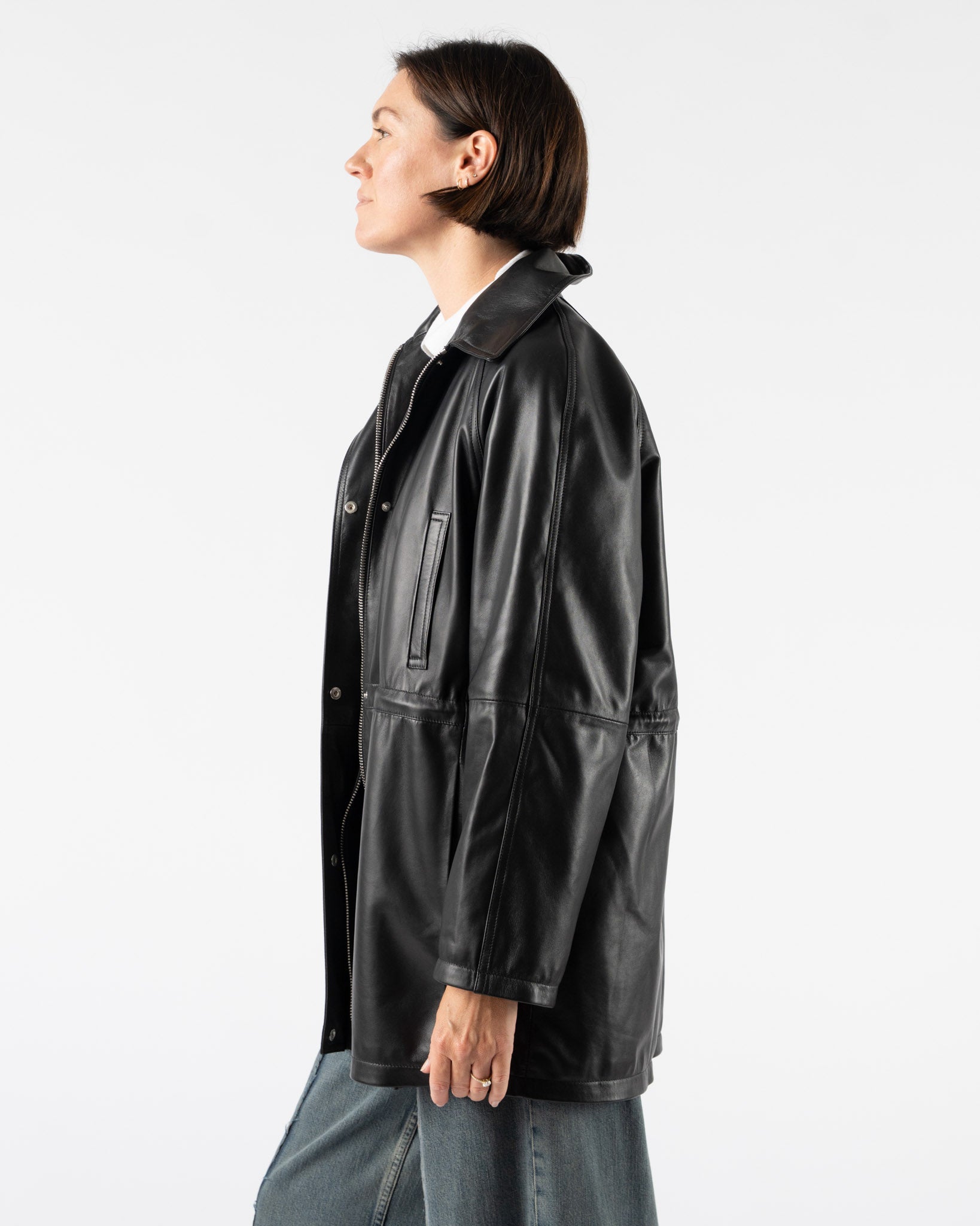Cordera Nappa Trench Jacket in Black