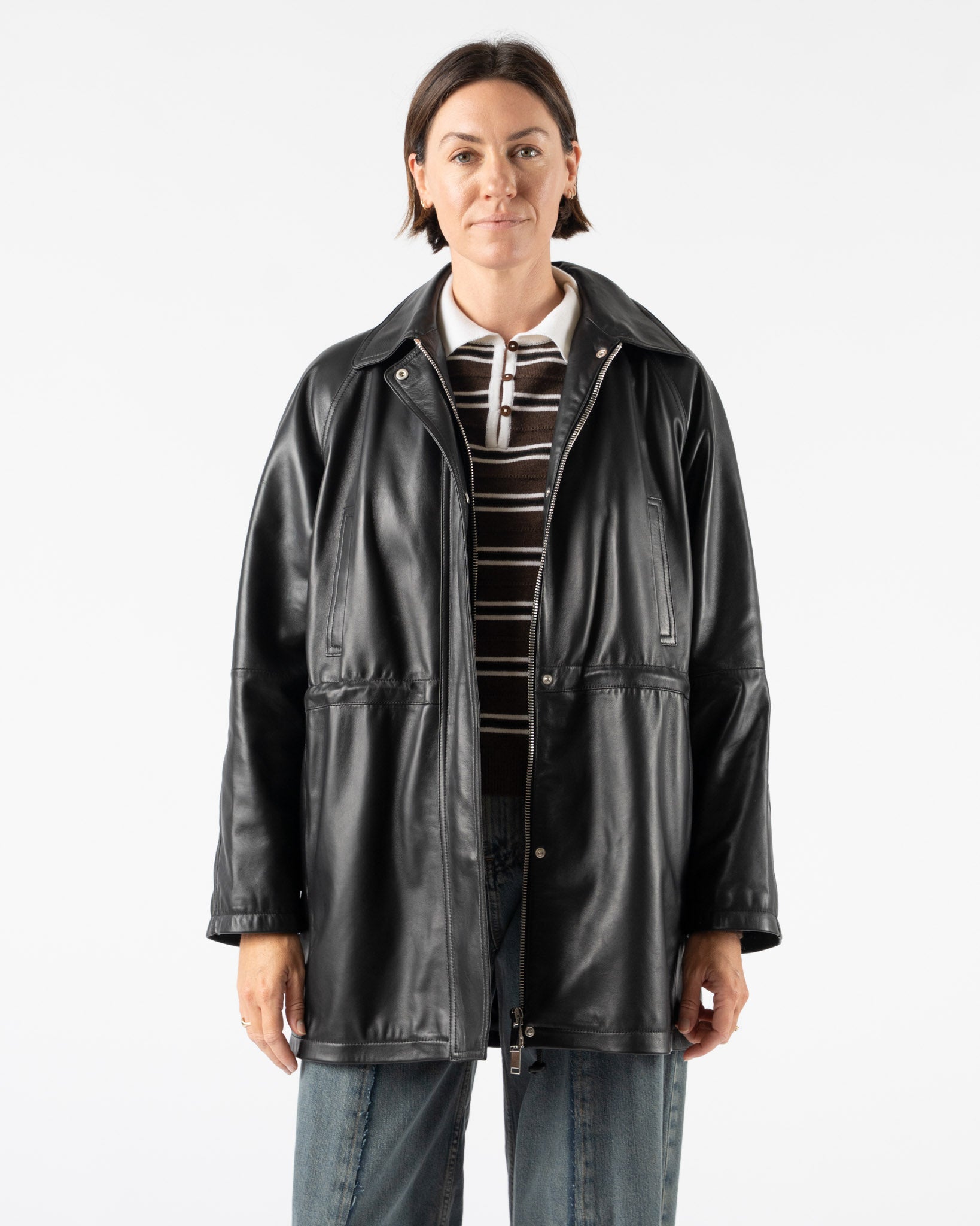 Cordera Nappa Trench Jacket in Black Curated at Jake and Jones