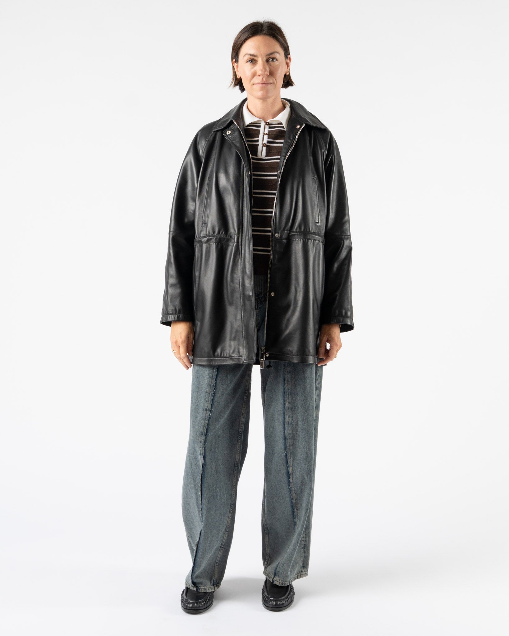 Cordera Nappa Trench Jacket in Black