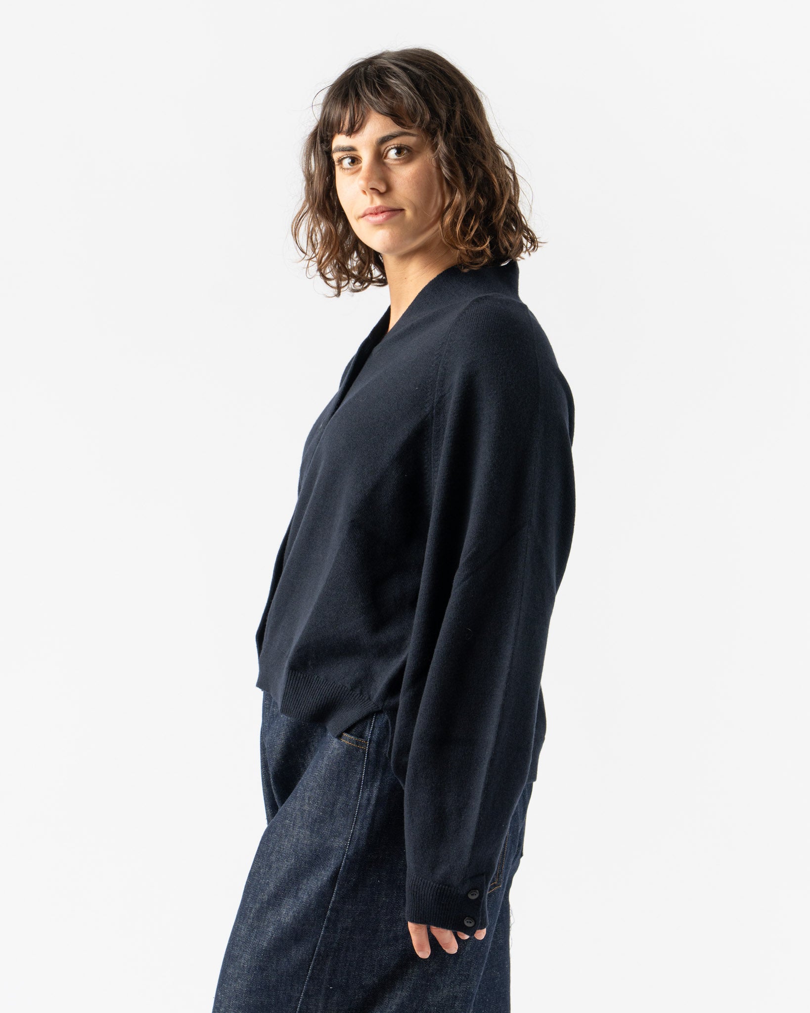 Cordera Merino Wool Cardigan in Navy