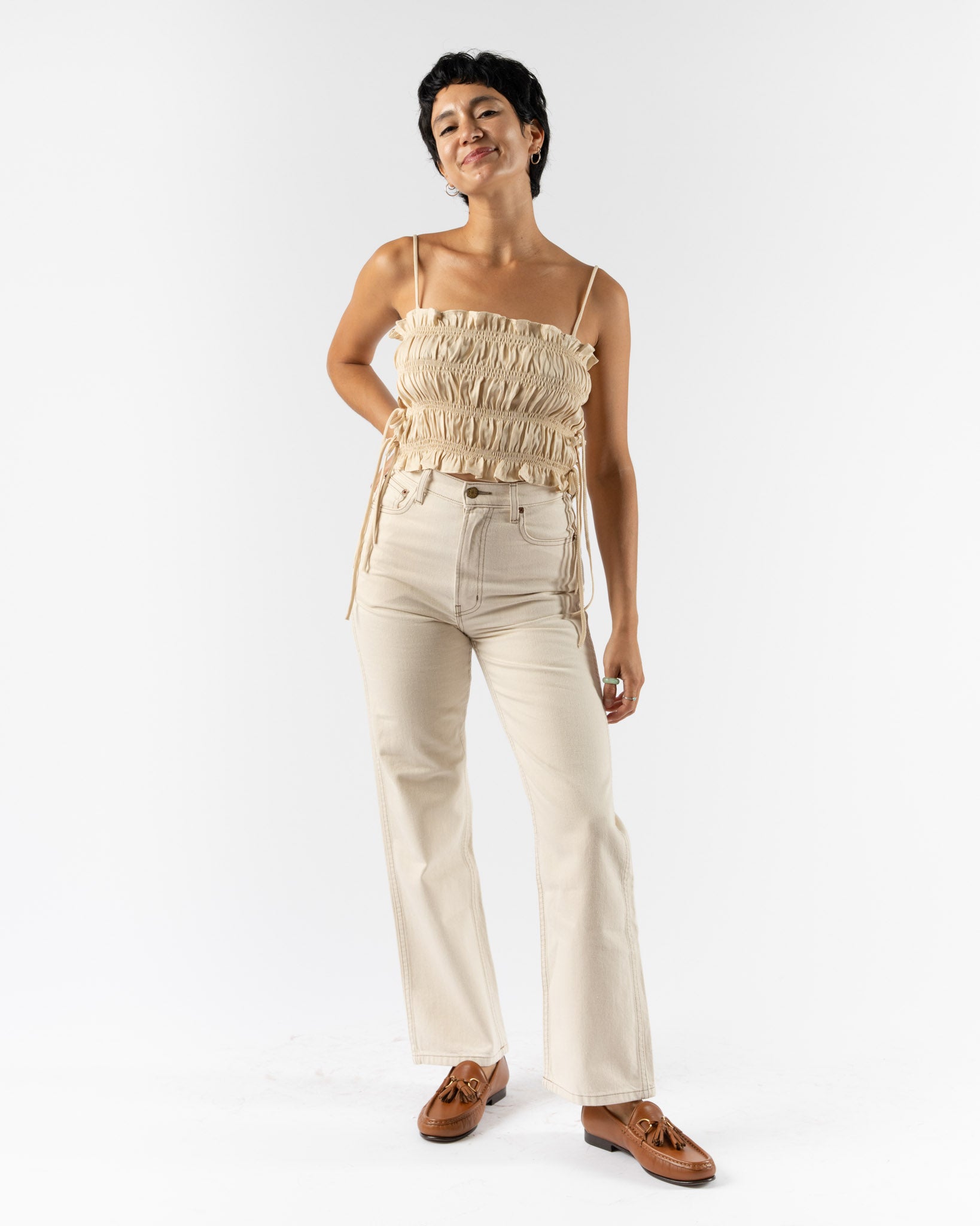 Cordera Viscose Gathered Top in Shell