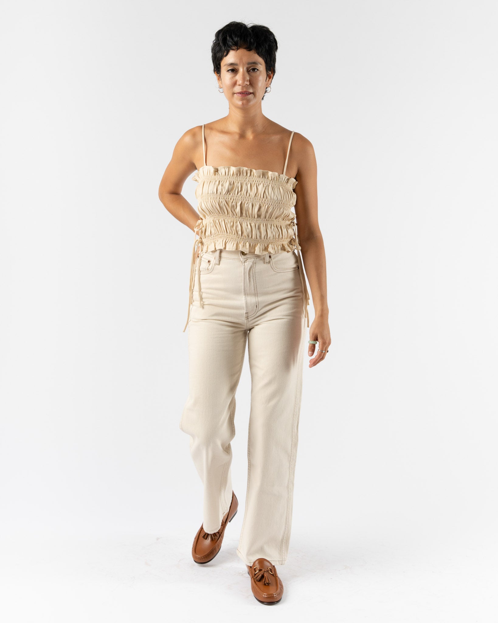Cordera Viscose Gathered Top in Shell