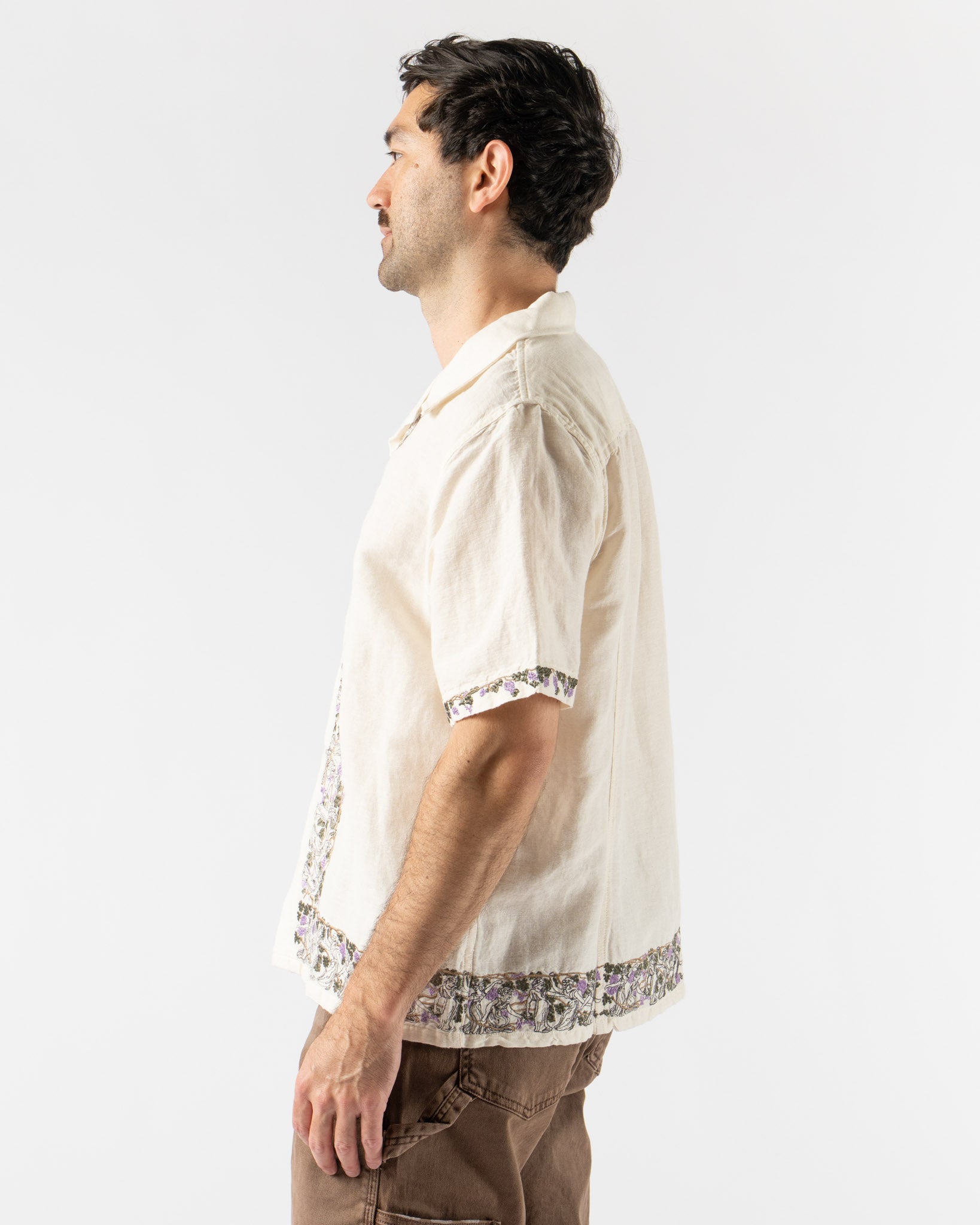 Corridor Bacchanal Embroidery SS Camp Shirt in Natural