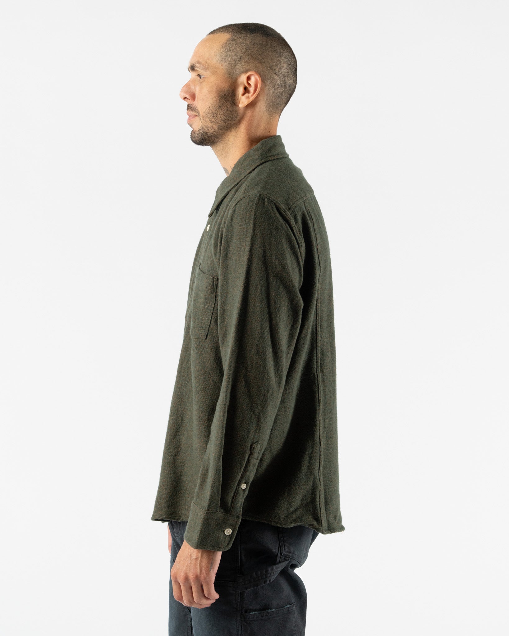 Corridor Brushed Flannel Long Sleeve in Army
