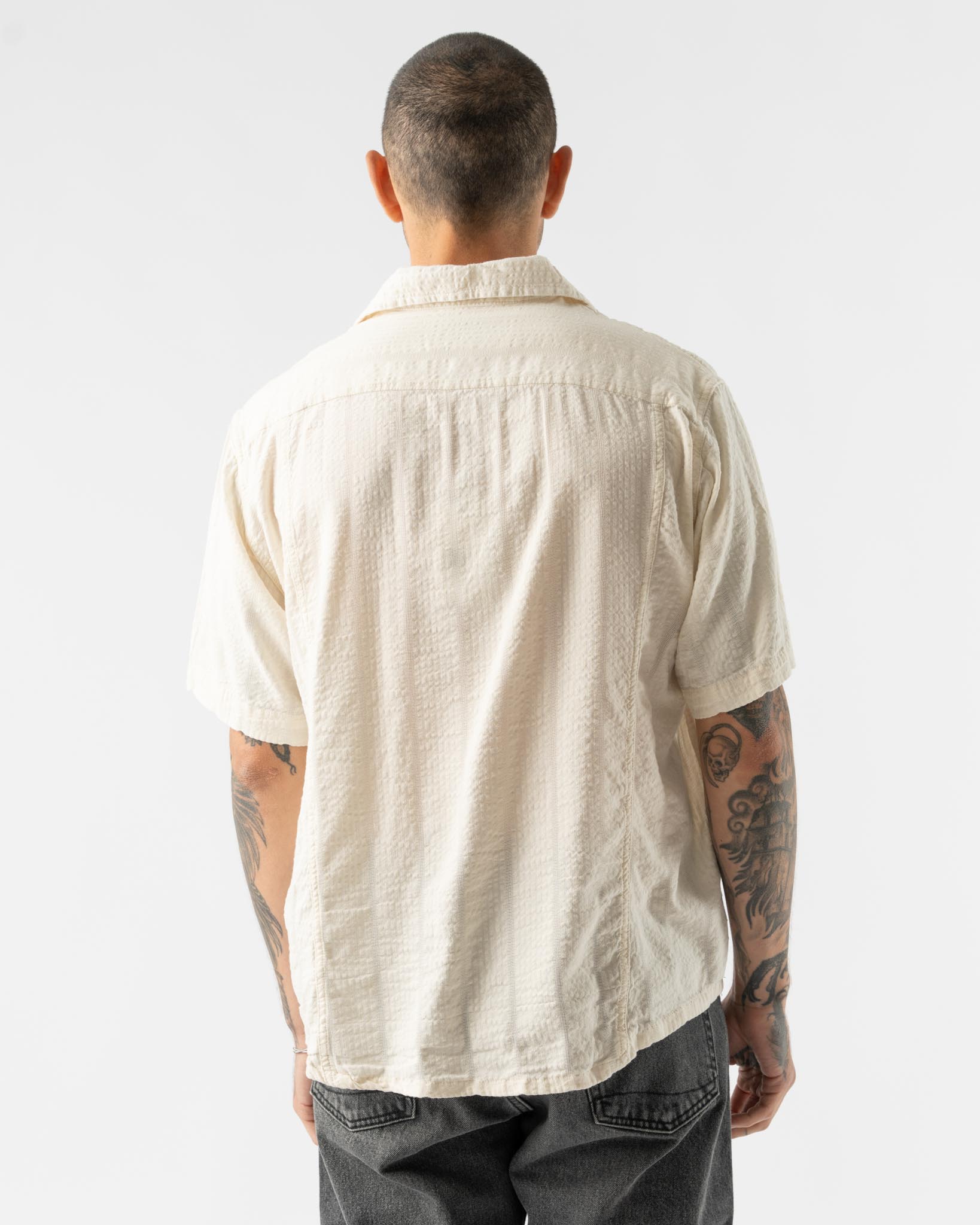 Corridor Striped Seersucker SS Shirt in White