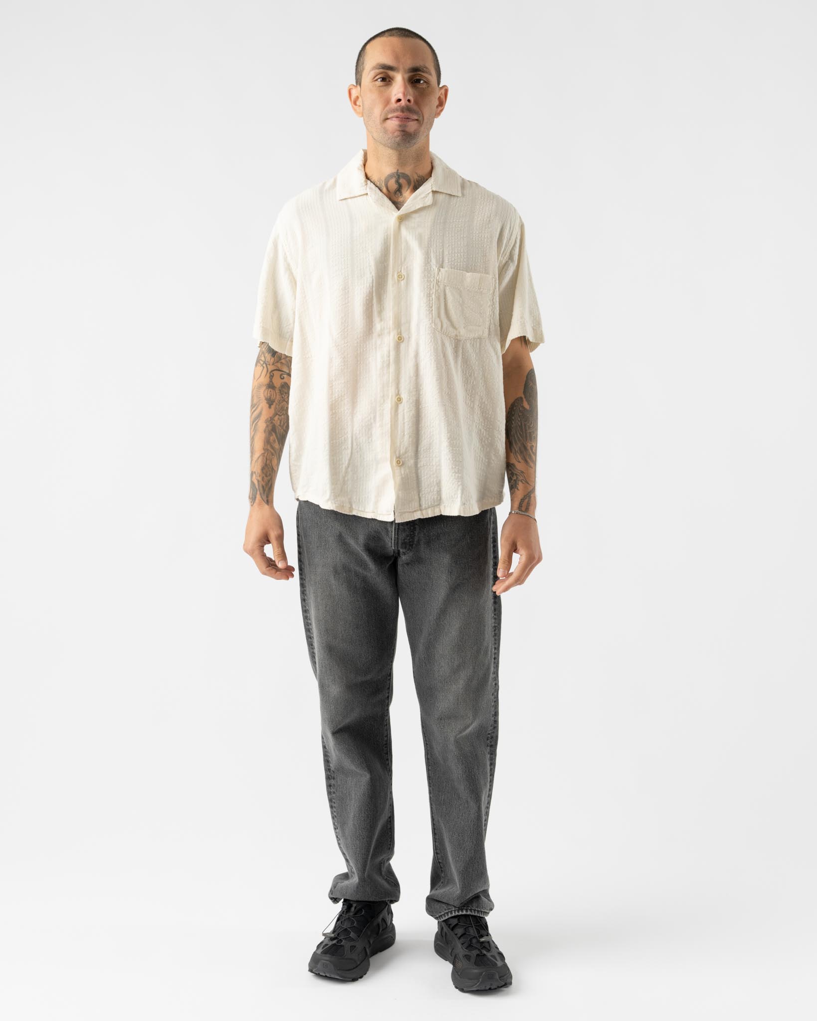 Corridor Striped Seersucker SS Shirt in White