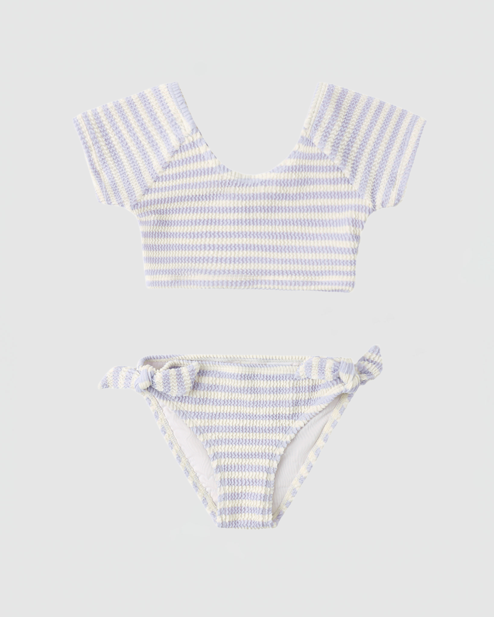 Rylee + Cru Cropped Rashguard Set in Periwinkle Stripe