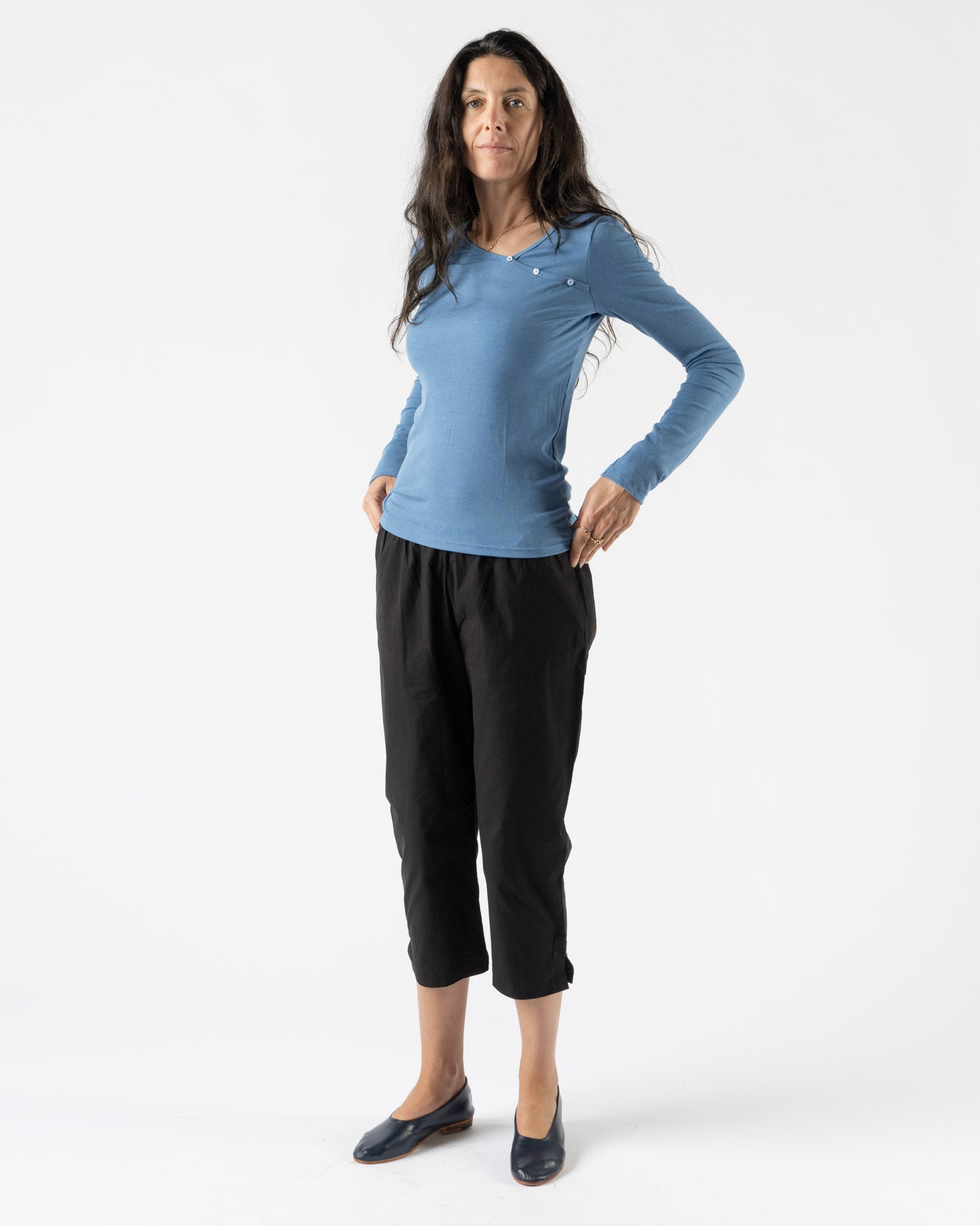 Deiji Studios Shoulder Tie Top in Aqua
