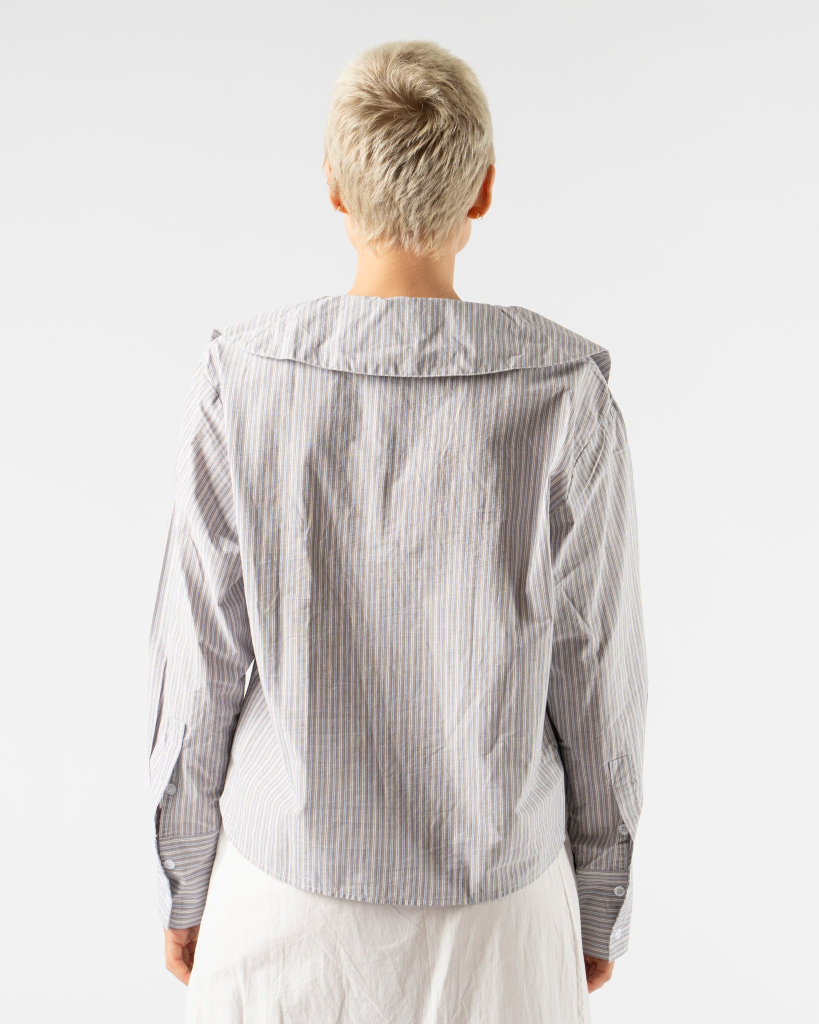 Deiji Studios Collared Tie Shirt in Seas Stripe