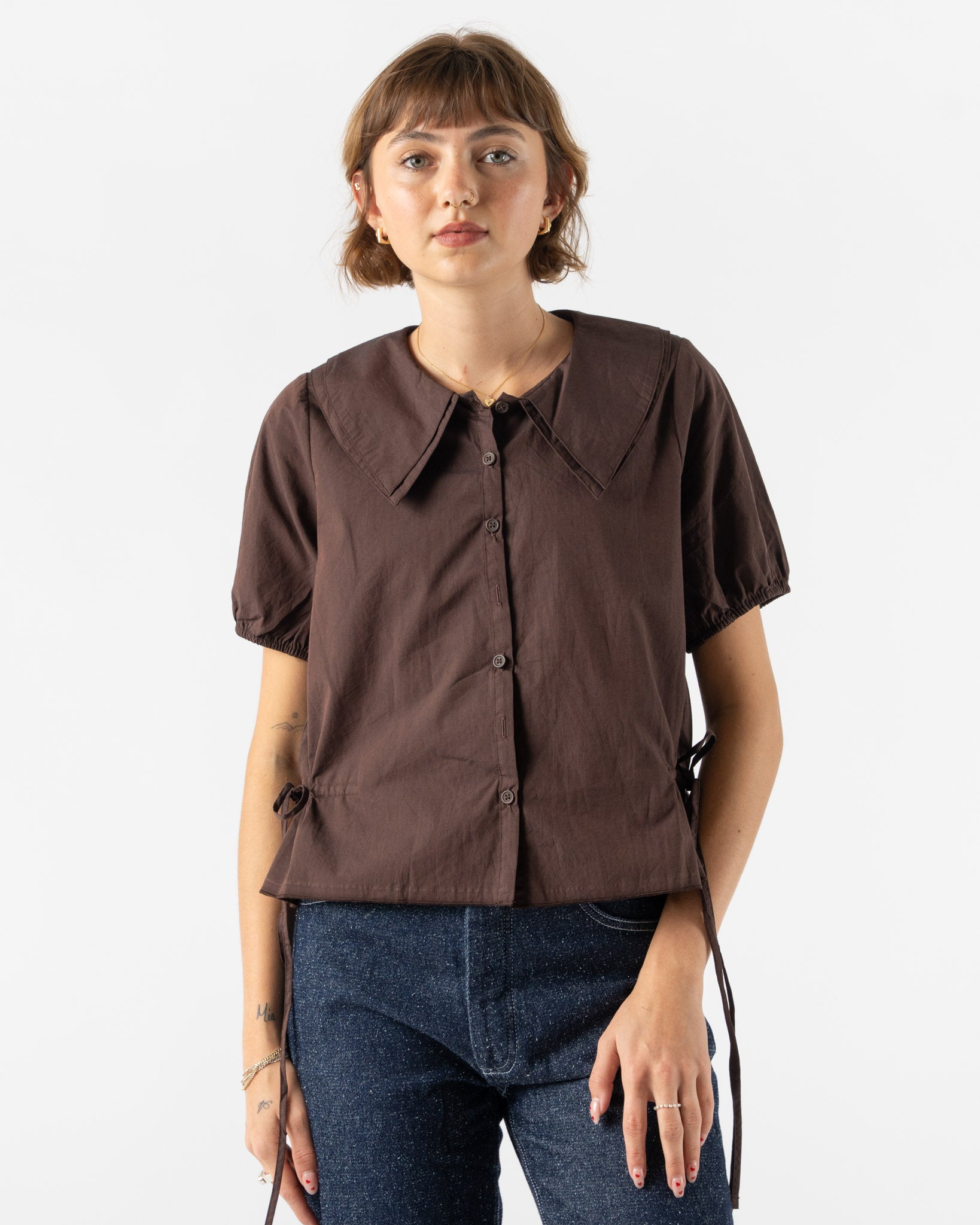 Deiji Studios Double Collar Shirt in Umber