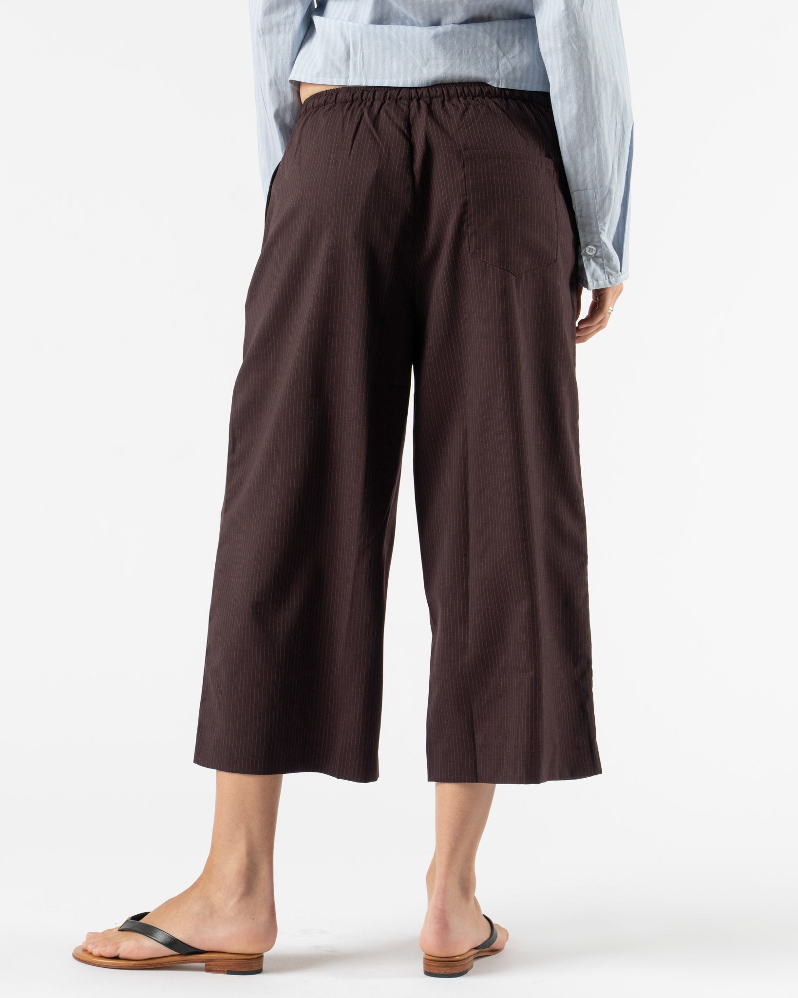 Deiji Studios Drawcord Culotte in Burgundy Brown Stripe