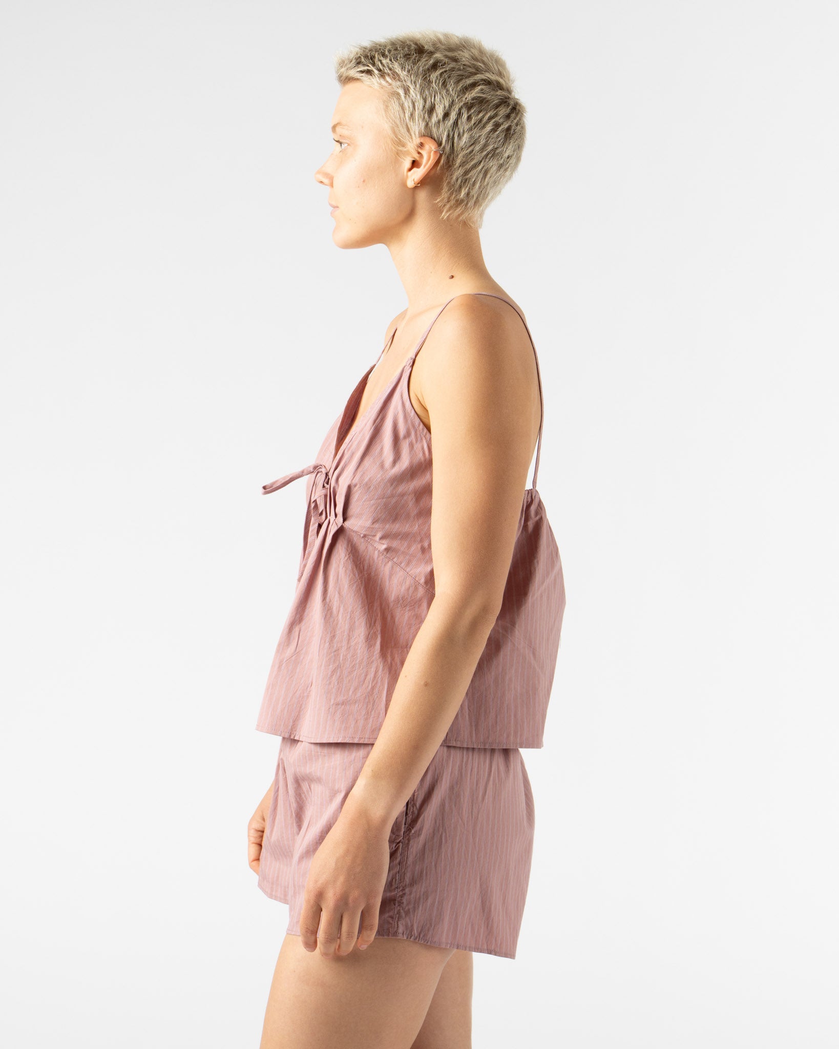 Deiji Studios Placket Short Set in Salt Stripe