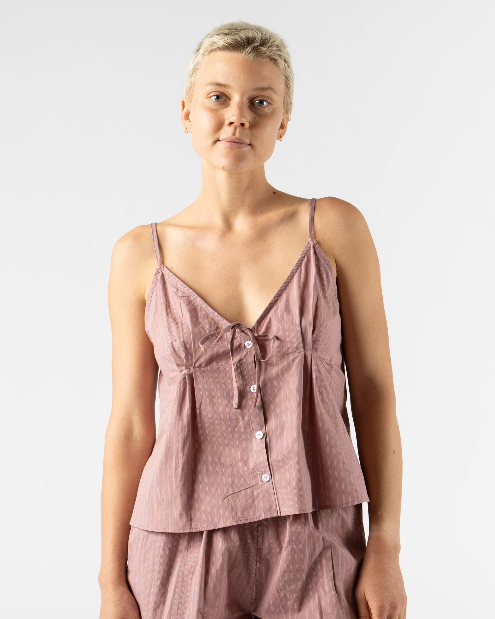 Deiji Studios Placket Short Set in Salt Stripe