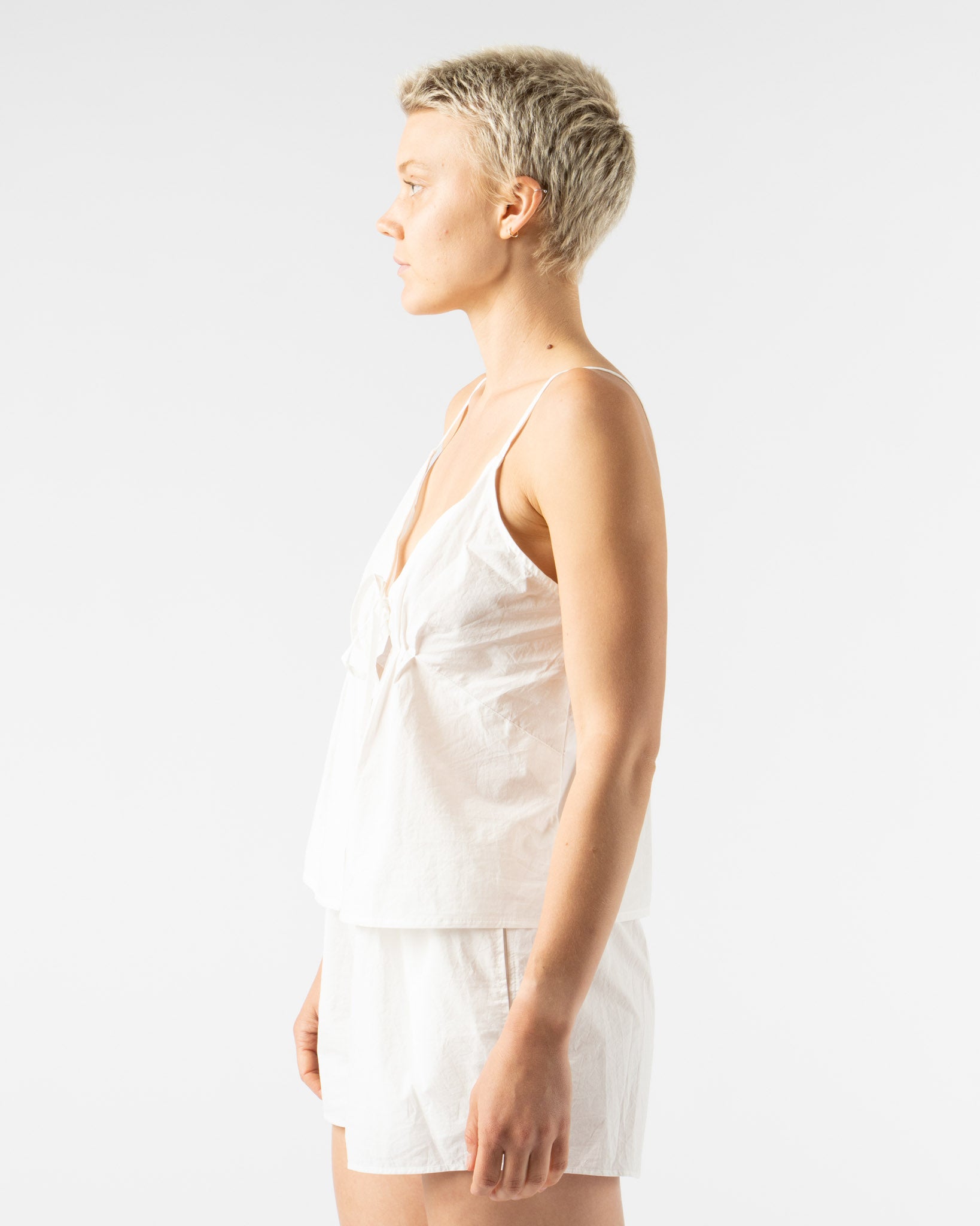 Deiji Studios Placket Short Set in White