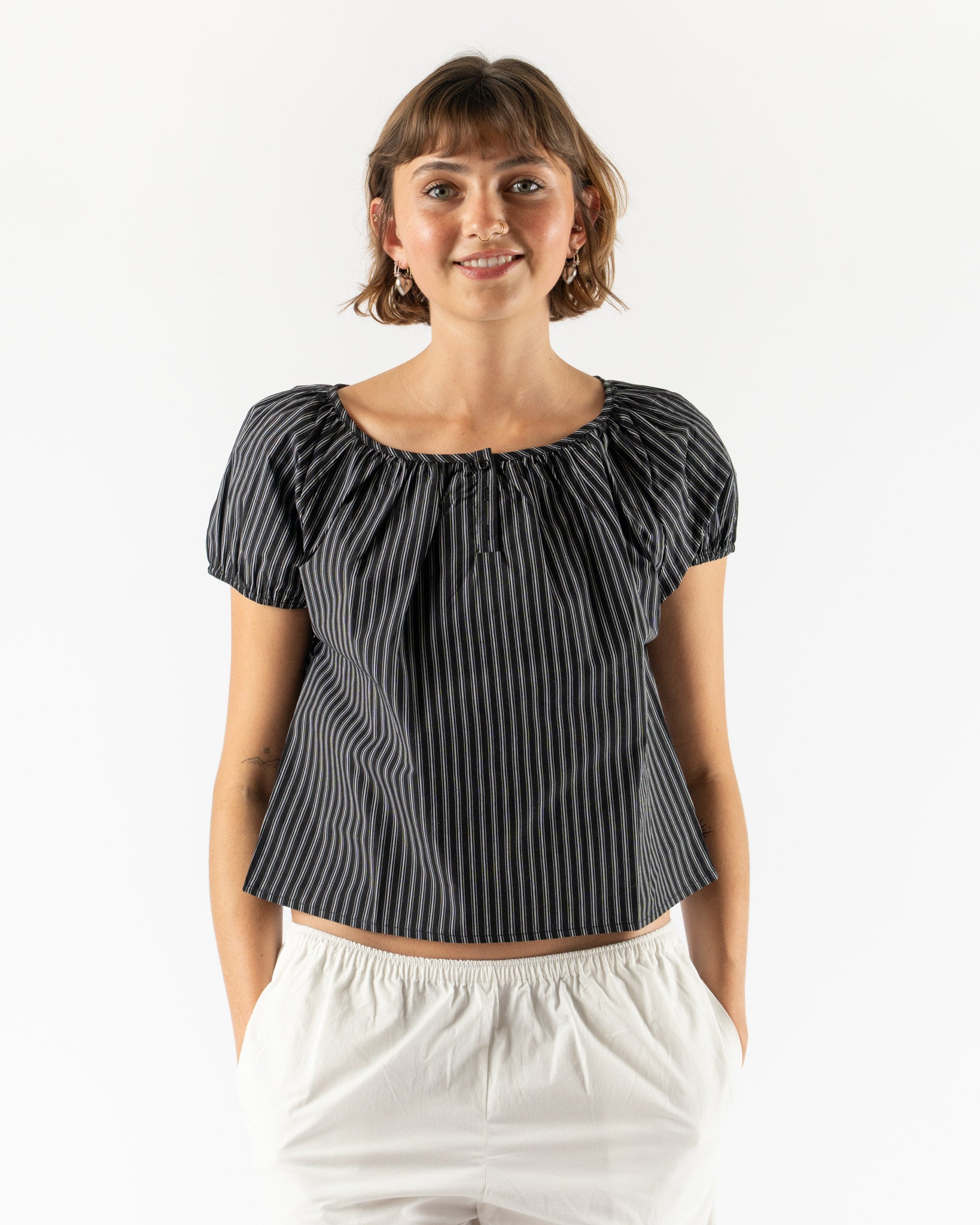 Deiji Studios Poplin T-Shirt in Mono Stripe
