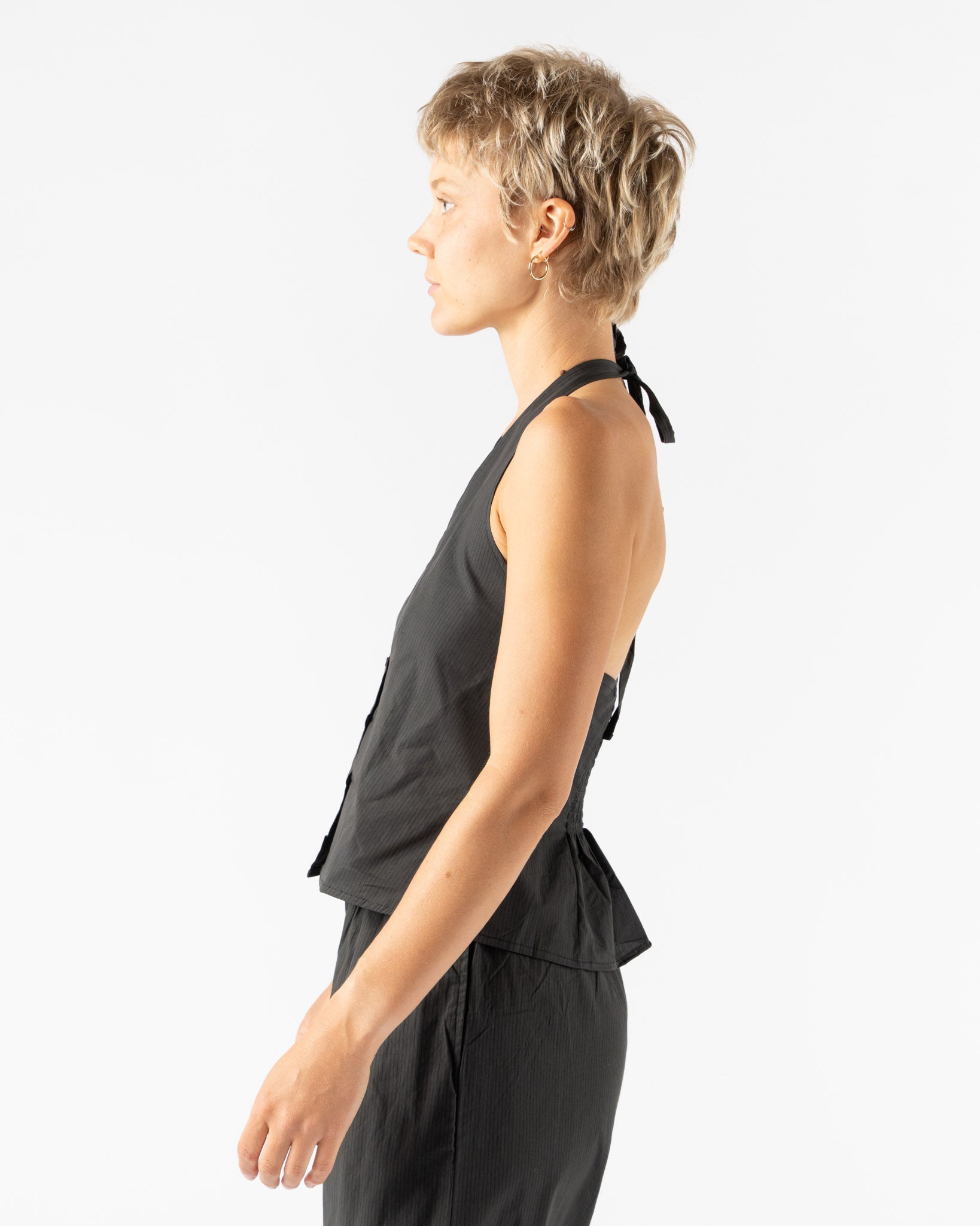 Deiji Studios Waist Halter in Black Stripe