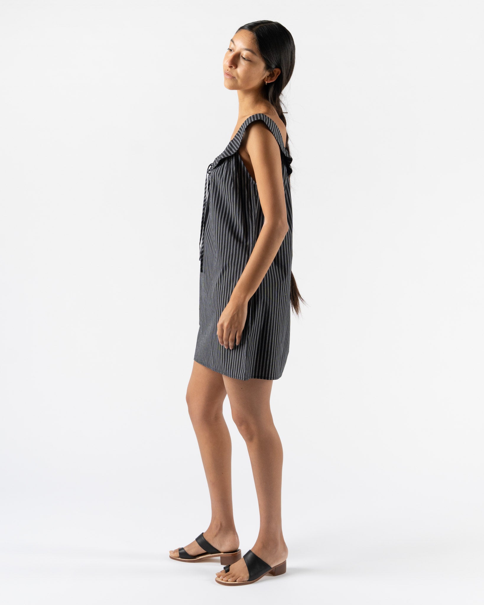 Deiji Studios Rounded Neck Dress in Mono Stripe