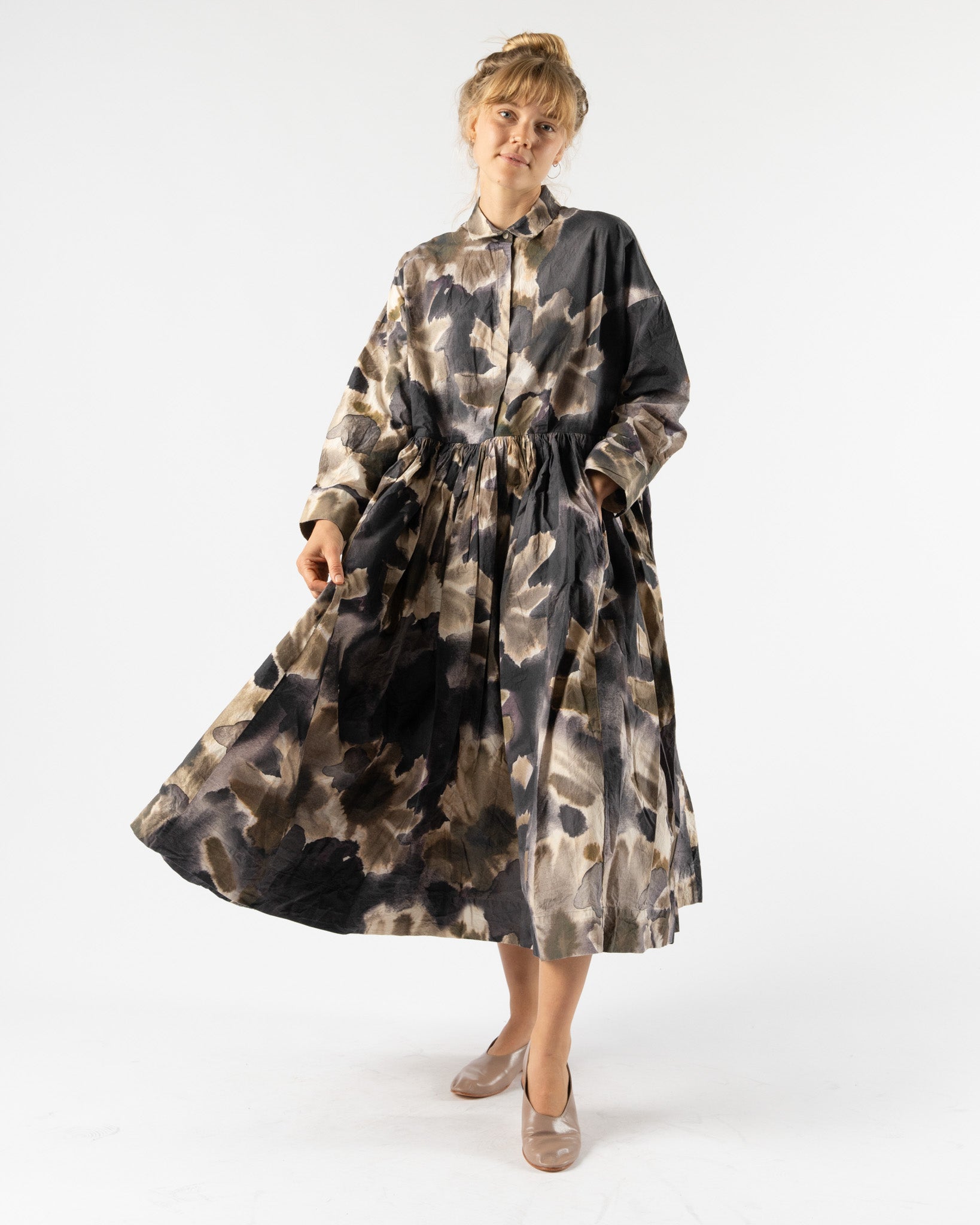 CASEY CASEY Stephanie Dress in Print Blotch Khaki Curated at Jake and Jones
