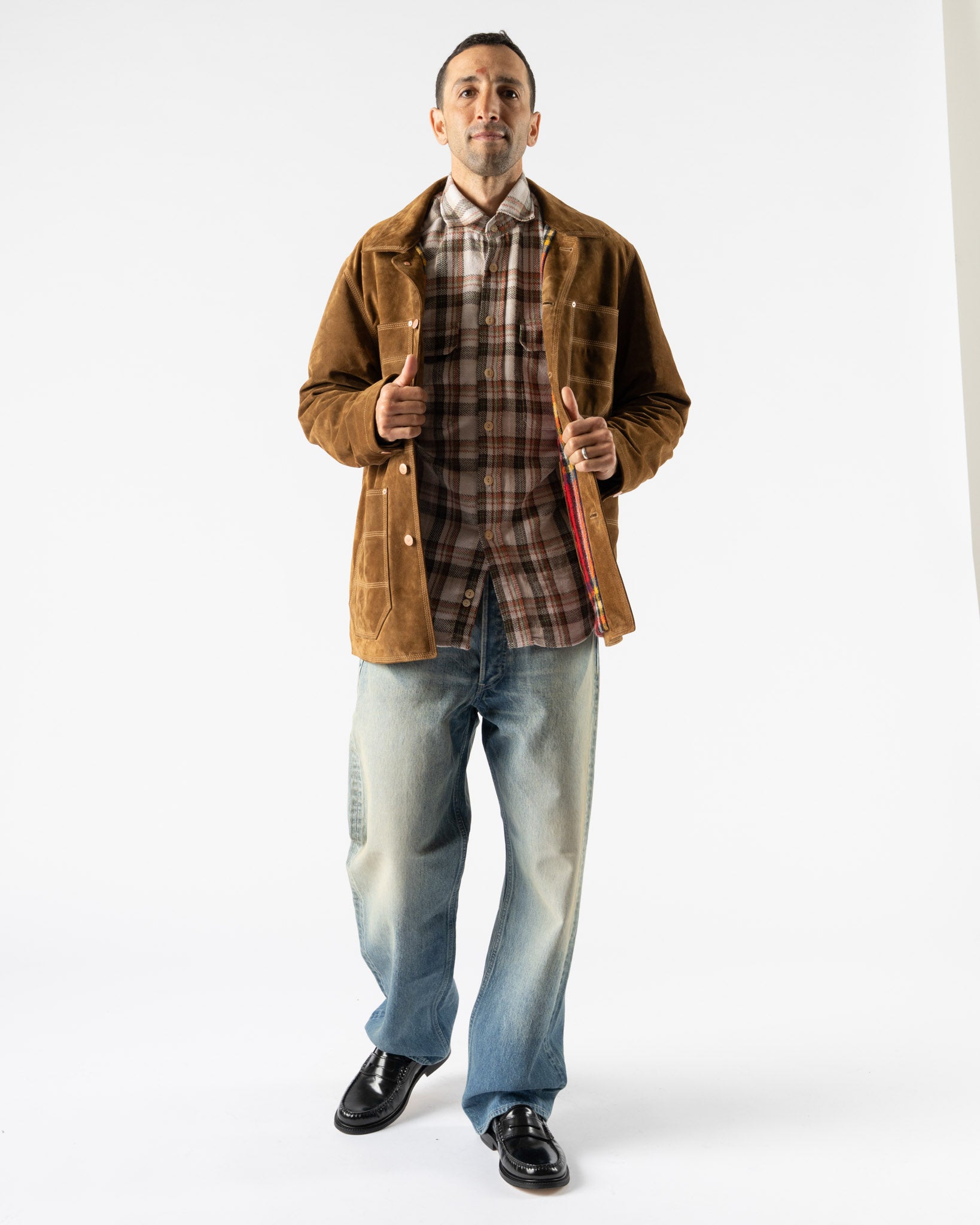 Drake's Wool Lined Welder Jacket in Dark Brown