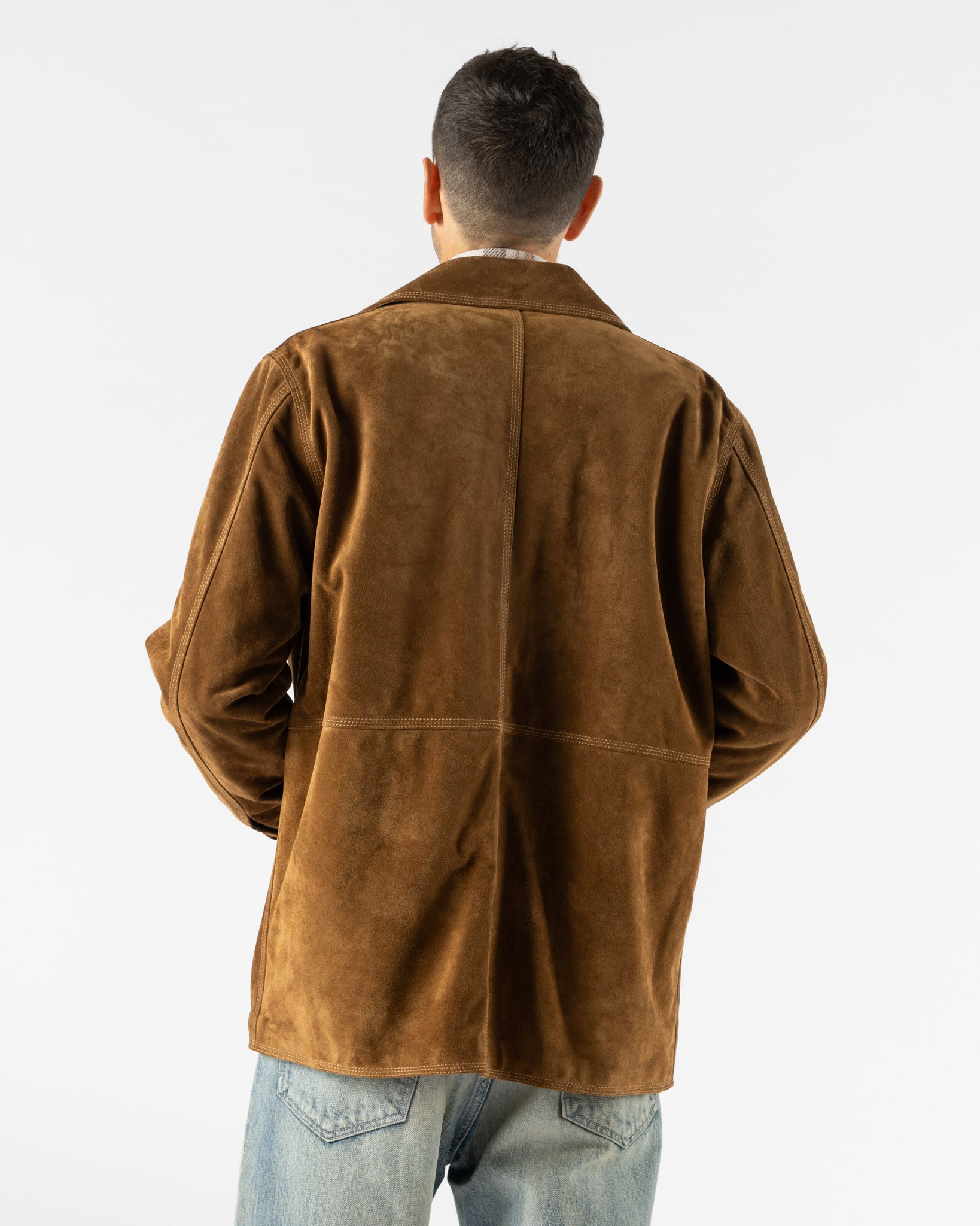 Drake's Wool Lined Welder Jacket in Dark Brown