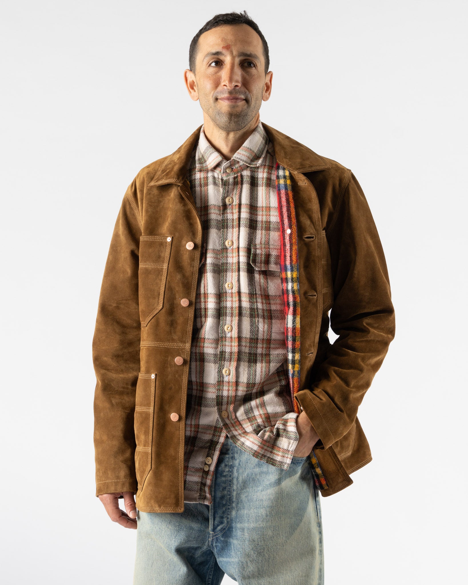 Drake's Wool Lined Welder Jacket in Dark Brown