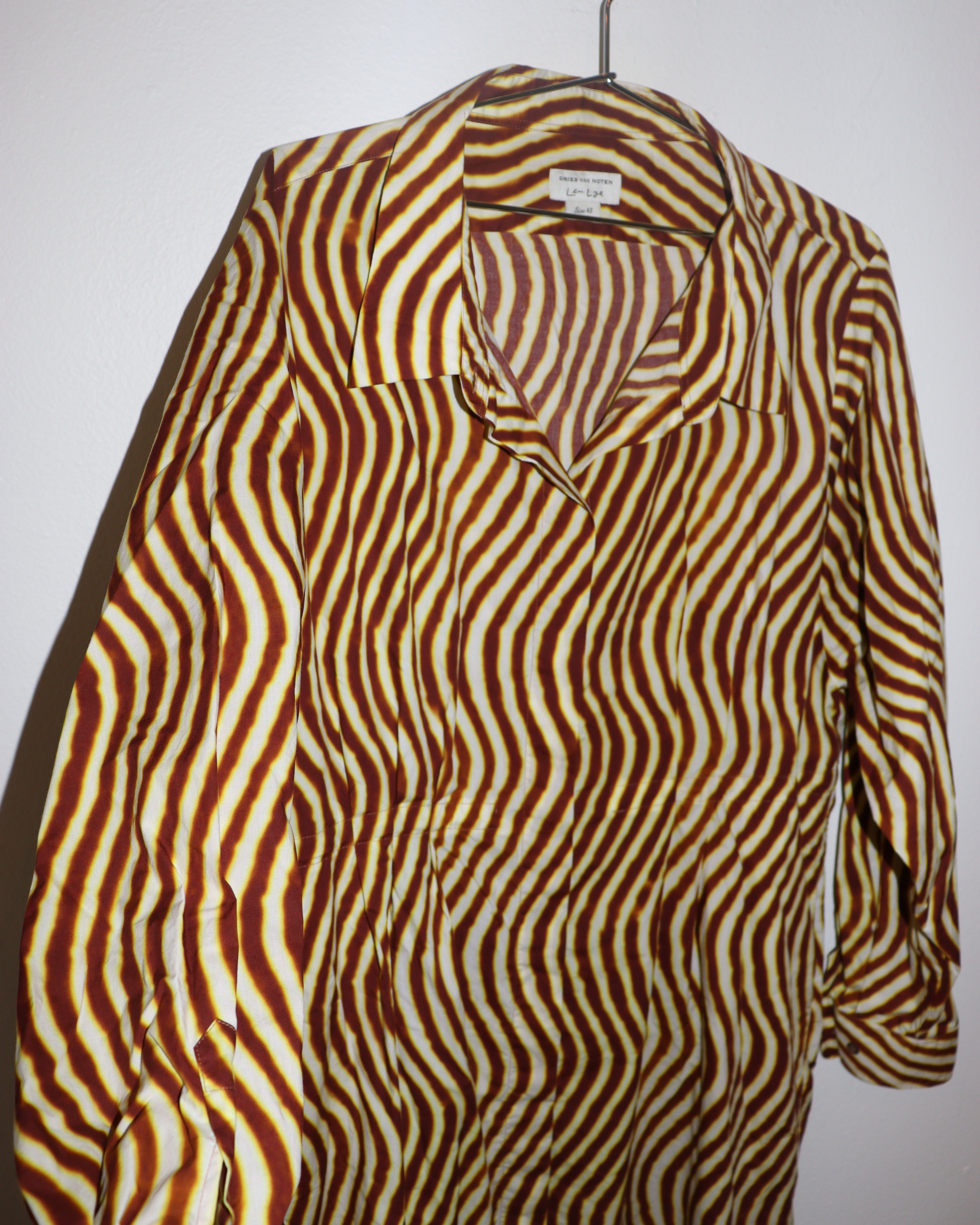 Pre-owned: Dries Van Noten Darlo Pleated Striped Midi Length Dress