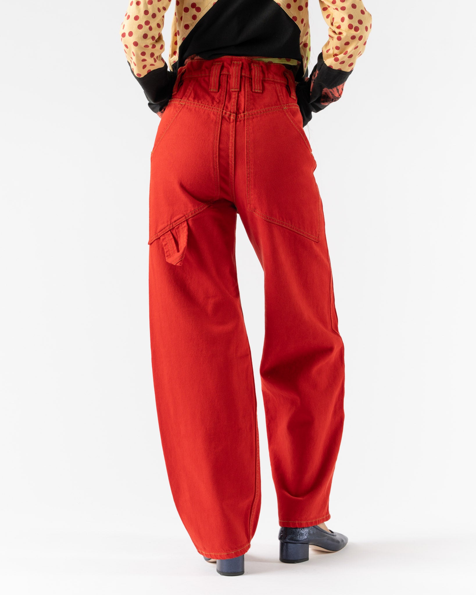 Eckhaus Latta Double Knee Baggy Jean in Poppy