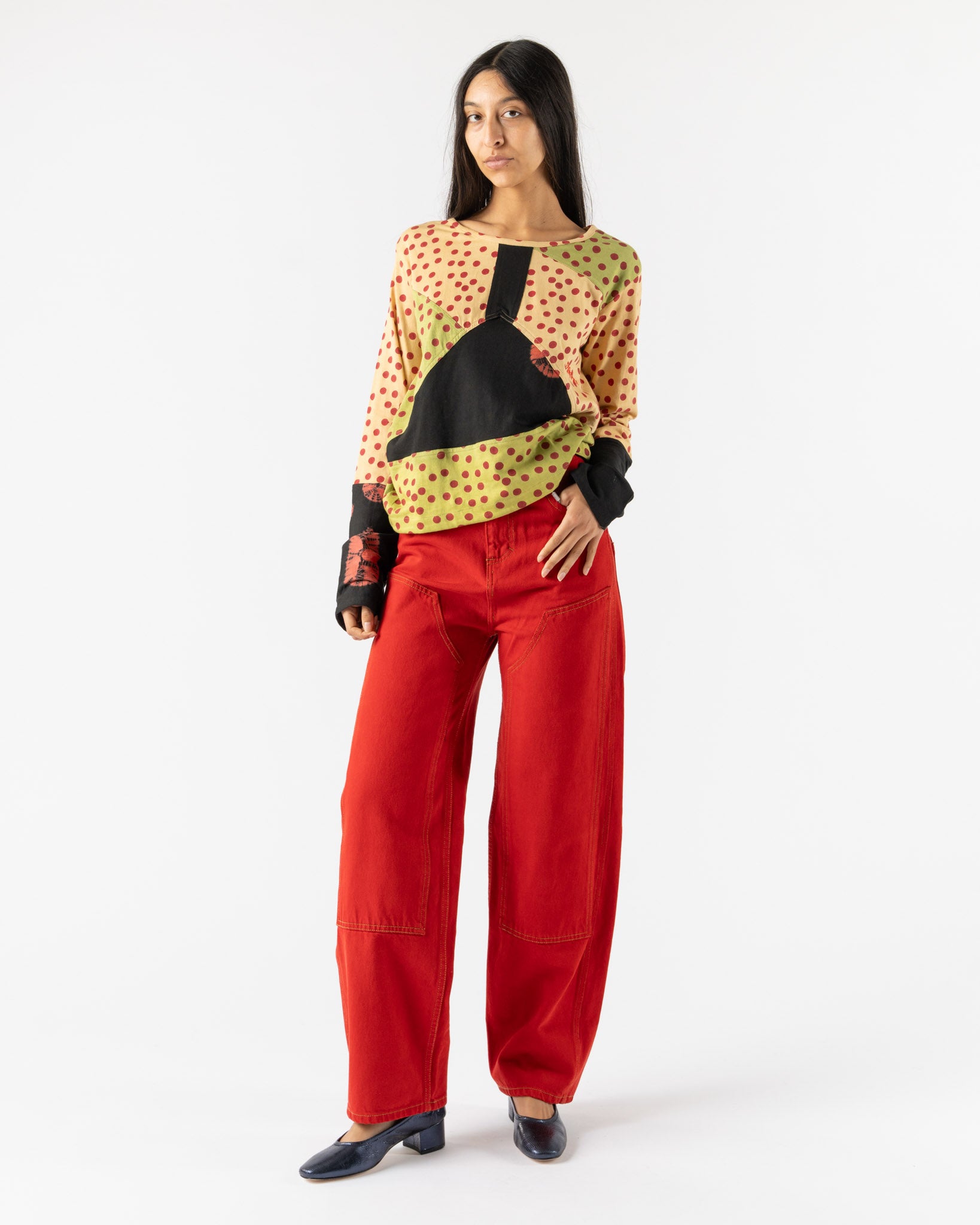 Eckhaus Latta Double Knee Baggy Jean in Poppy