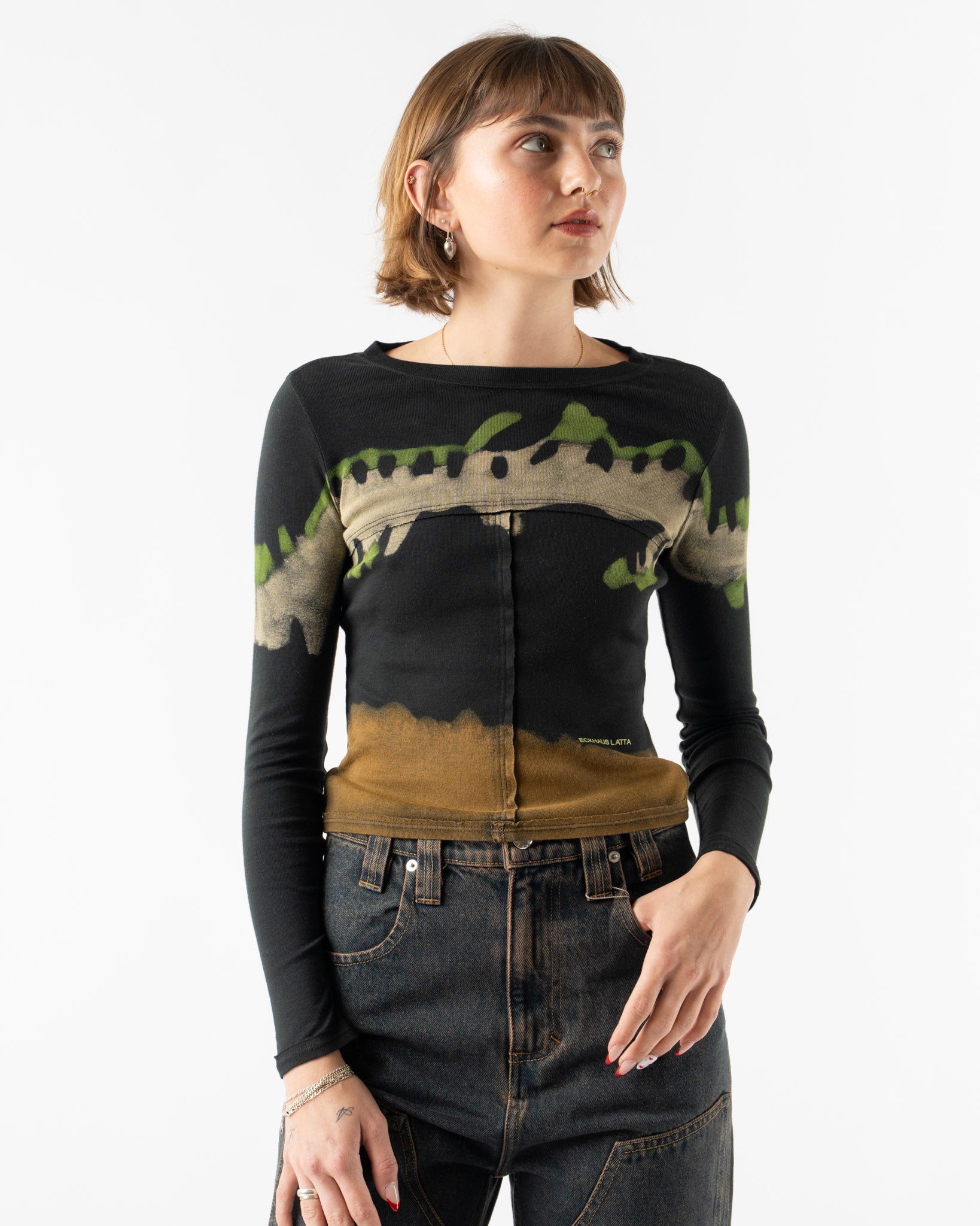 Eckhaus Latta Lapped Baby Crewneck in Kelp