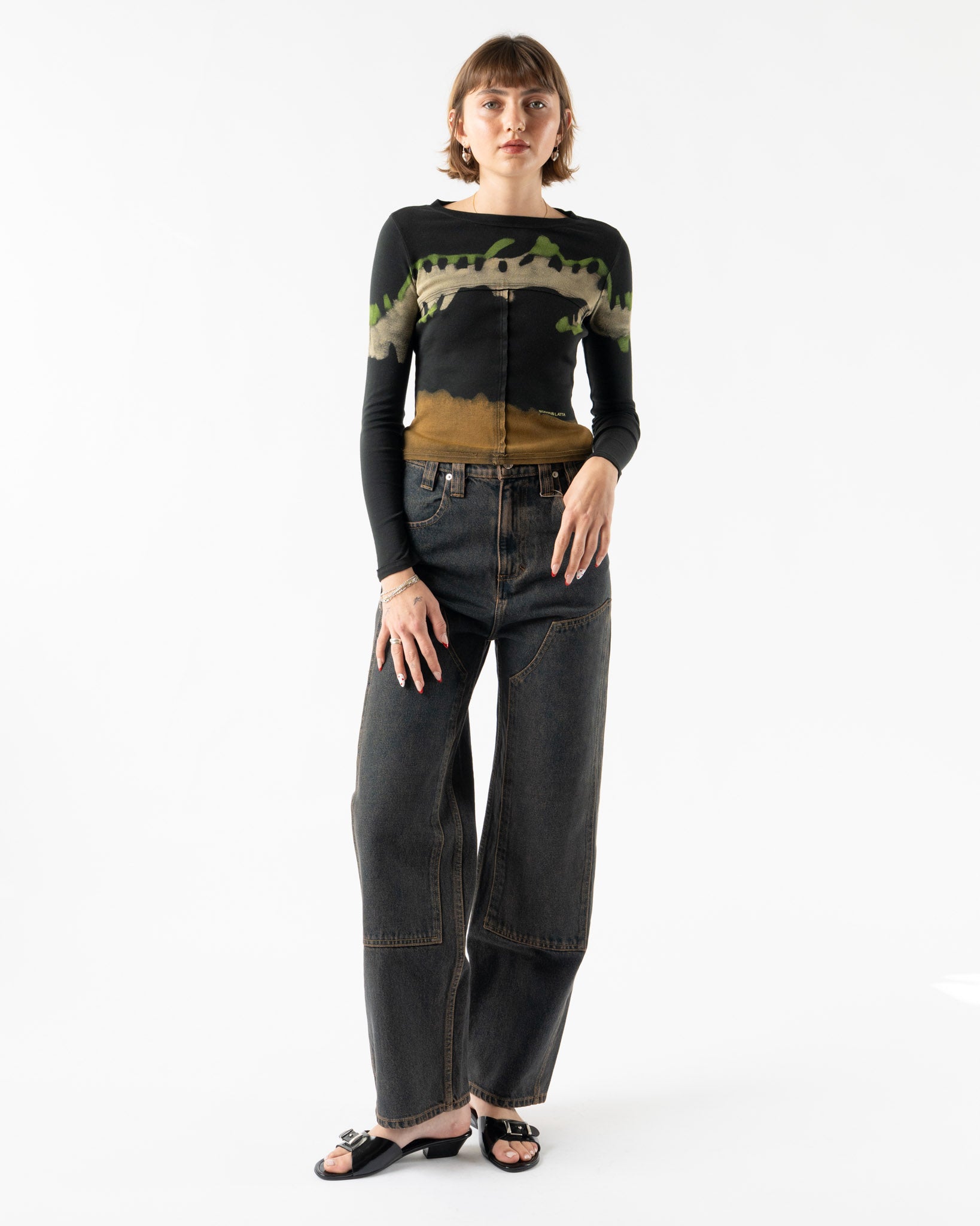 Eckhaus Latta Lapped Baby Crewneck in Kelp