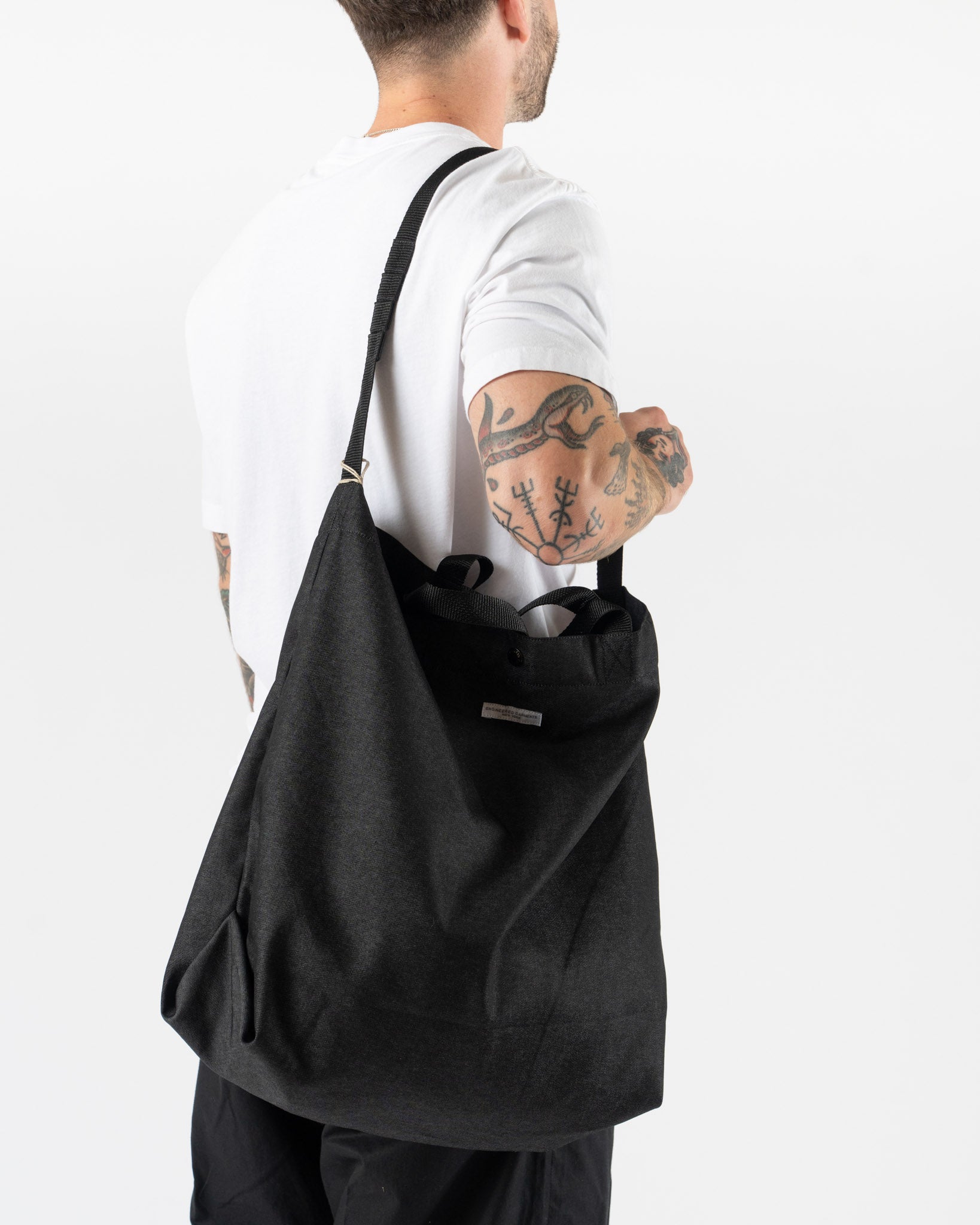 Engineered Garments Carry All Tote in Black CP Denim