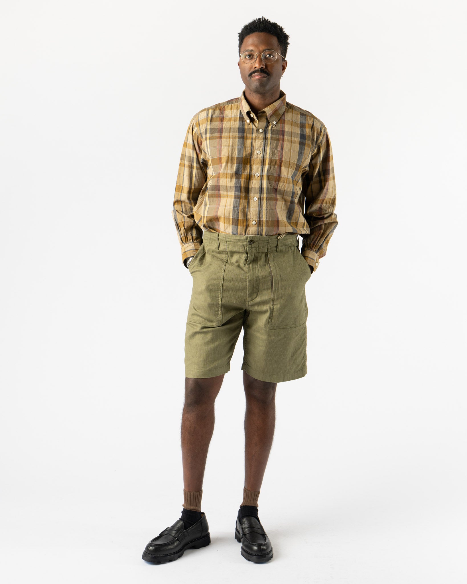 Engineered Garments Fatigue Short in Olive Java Cloth