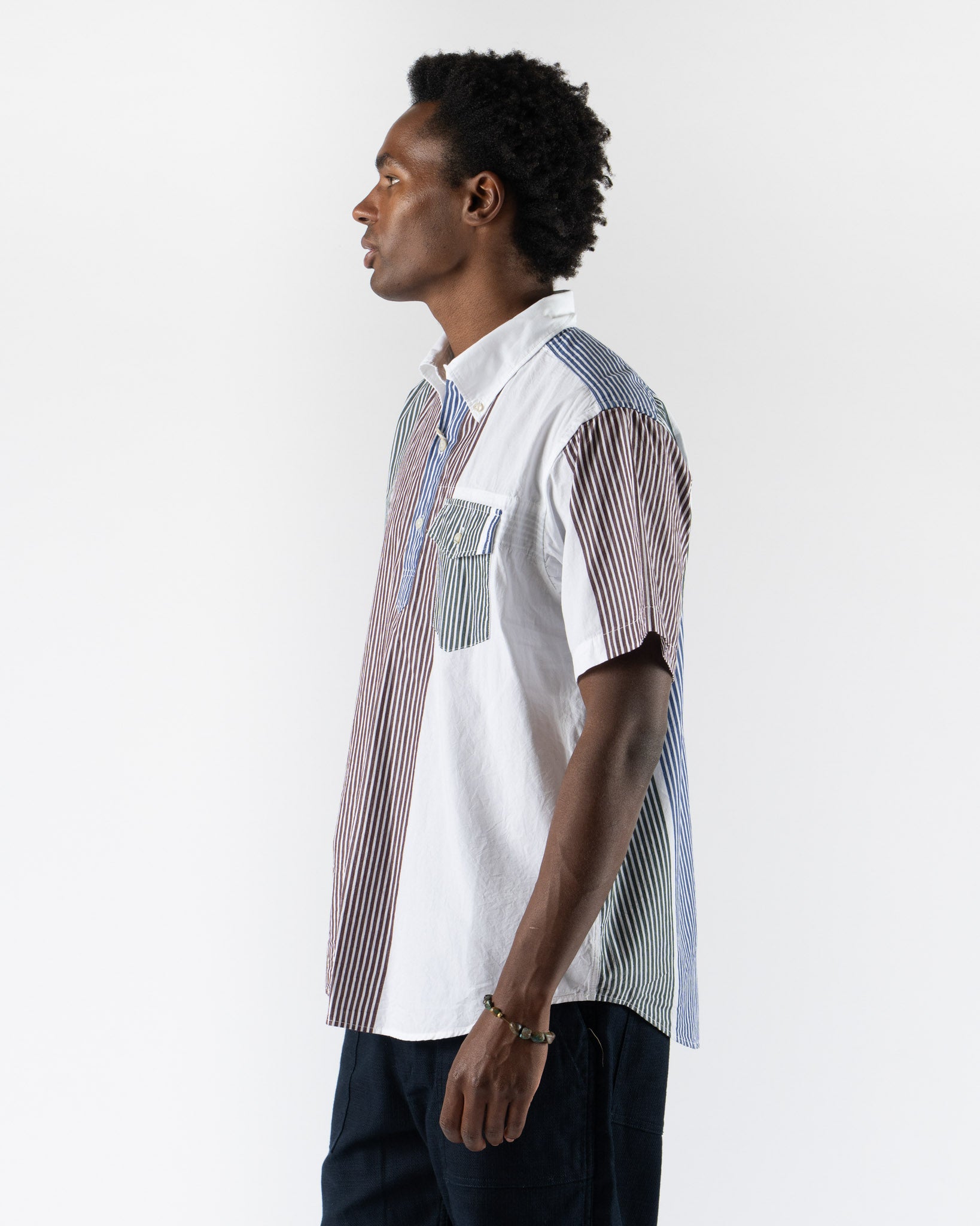 Engineered Garments Popover BD Shirt in Multi Color Cotton Block Stripe