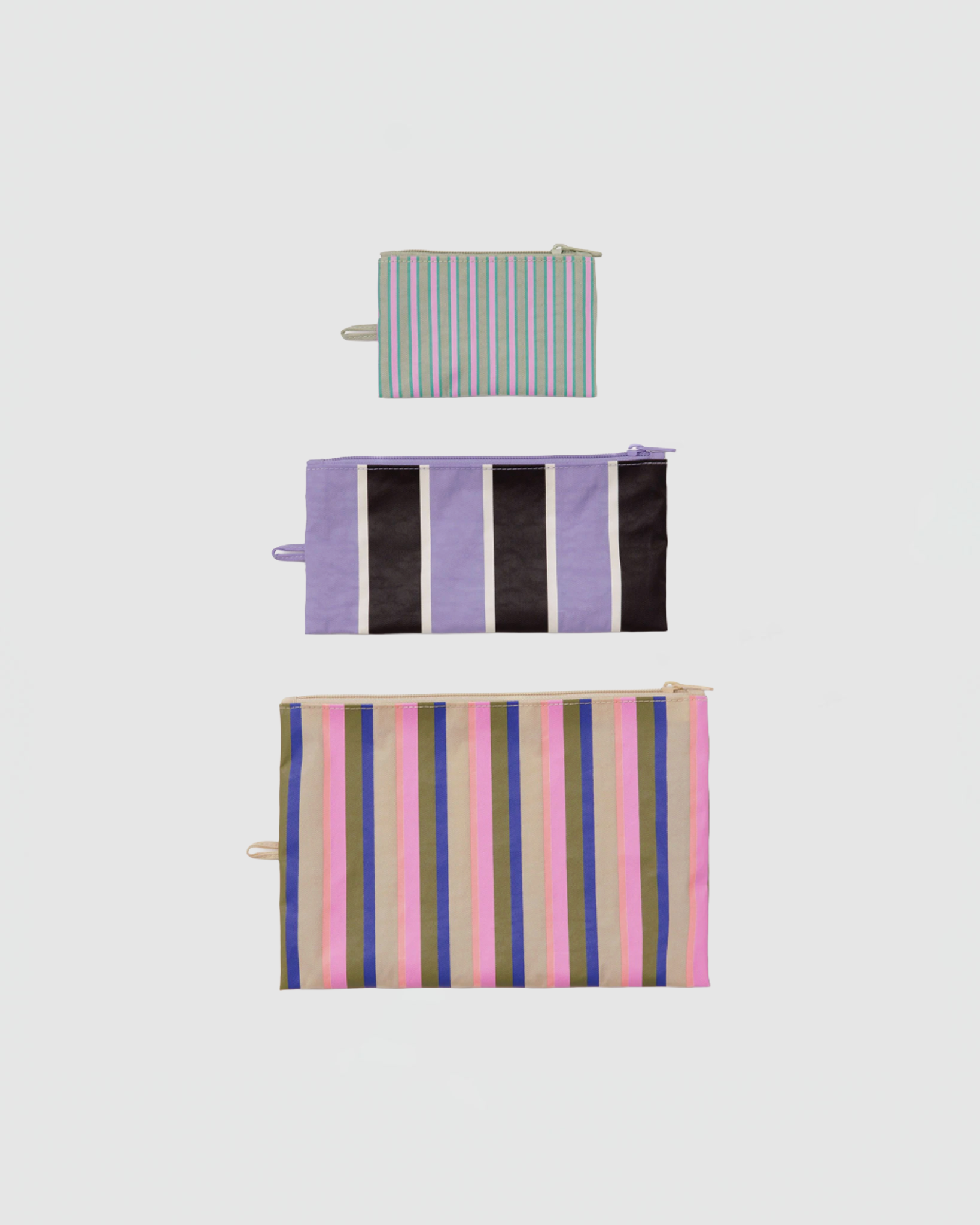 Baggu Flat Pouch Set in Candy Shop Stripes