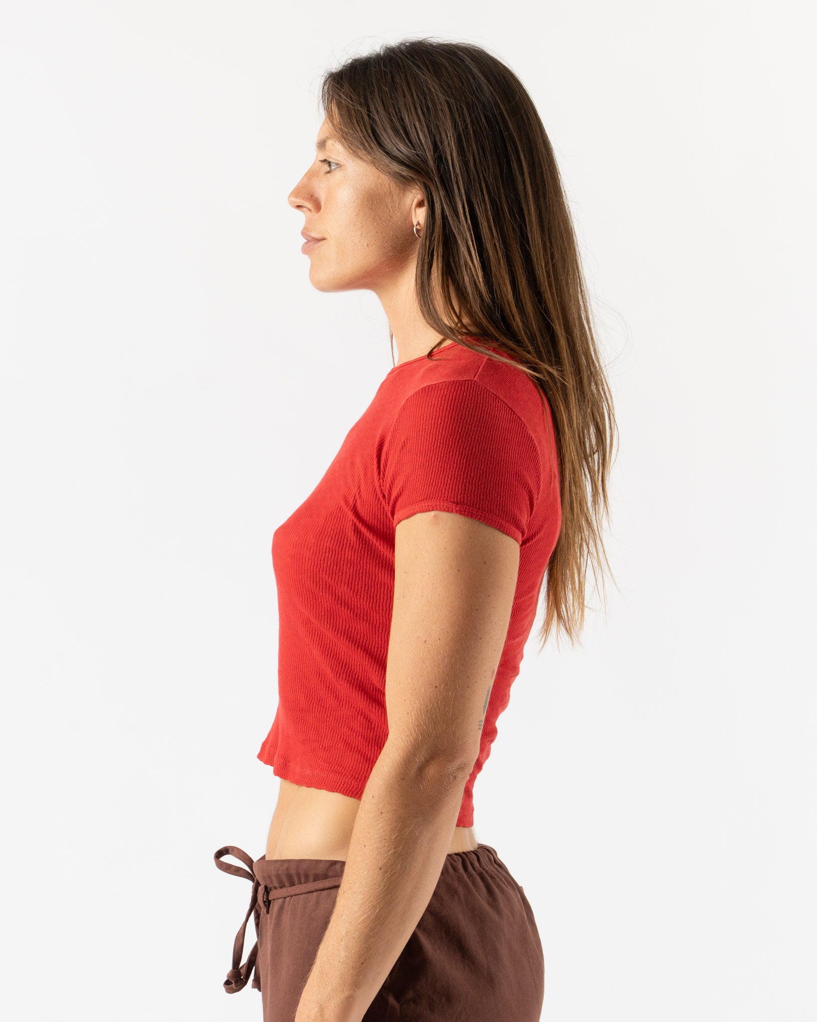 Gil Rodriguez Pointelle Perla Tee in Tomate