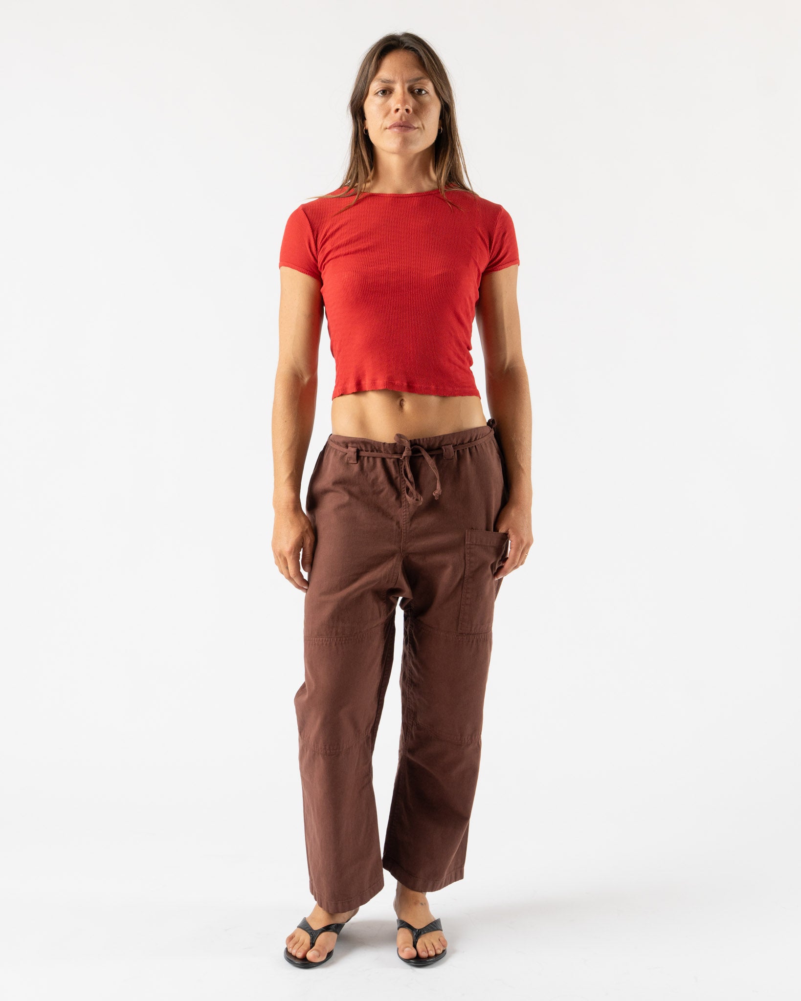 Gil Rodriguez Pointelle Perla Tee in Tomate