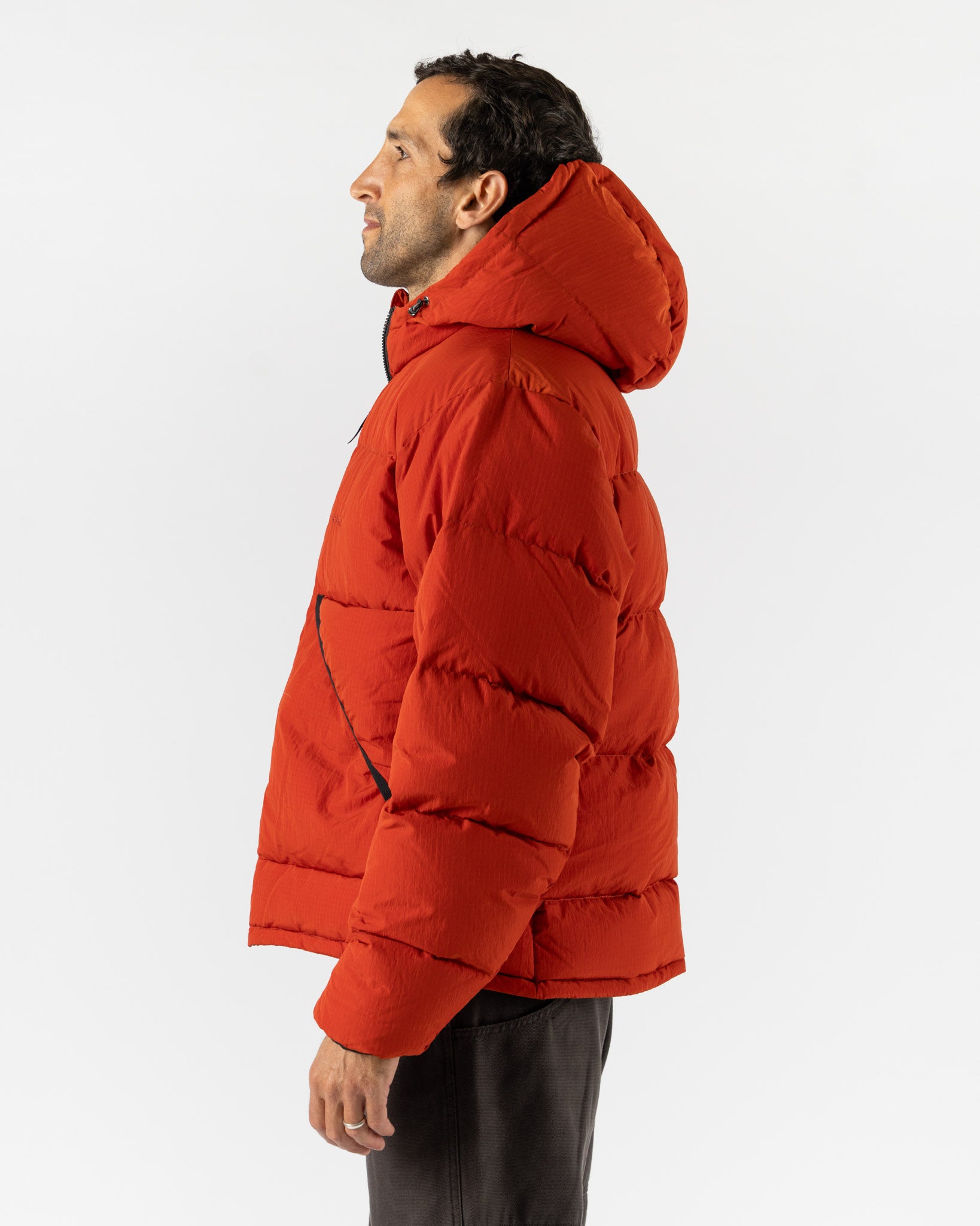 Gramicci Down Puffer Hooded Jacket in Burnt Red